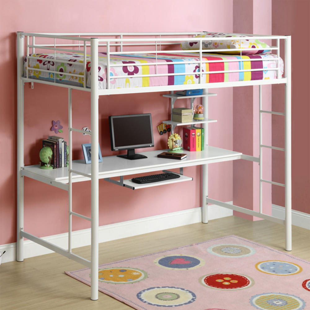 Metal Twin with Workstation White Bunk Bed