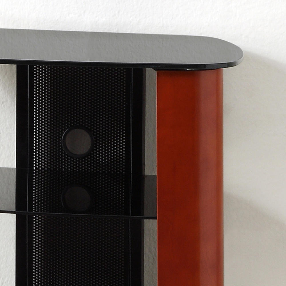 Multi-Level Black Glass Corner Component Stand