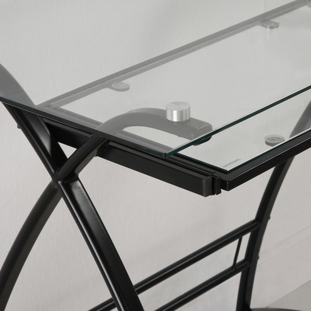 L-Shaped Black Glass Computer Desk