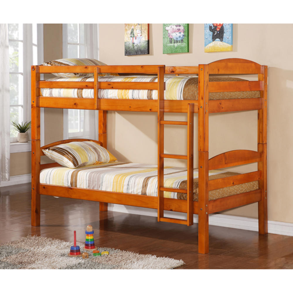 Solid Wood Twin Honey Bunk Bed
