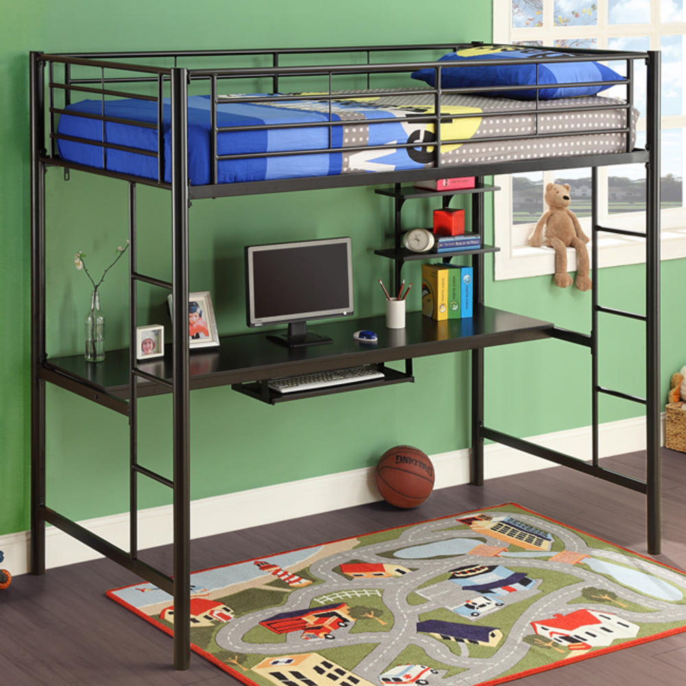 Metal Twin with Workstation Black Bunk Bed