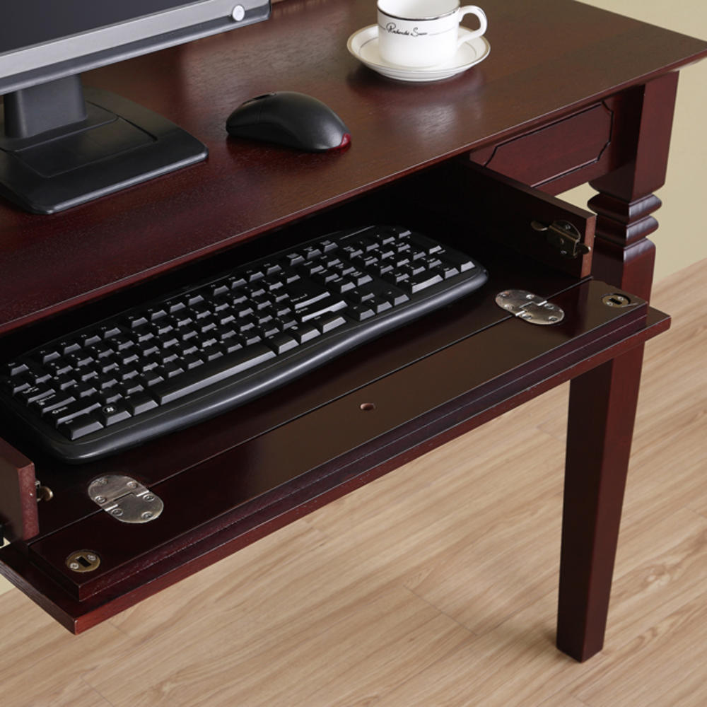 Elegant Walnut Brown Wood Desk with Hutch