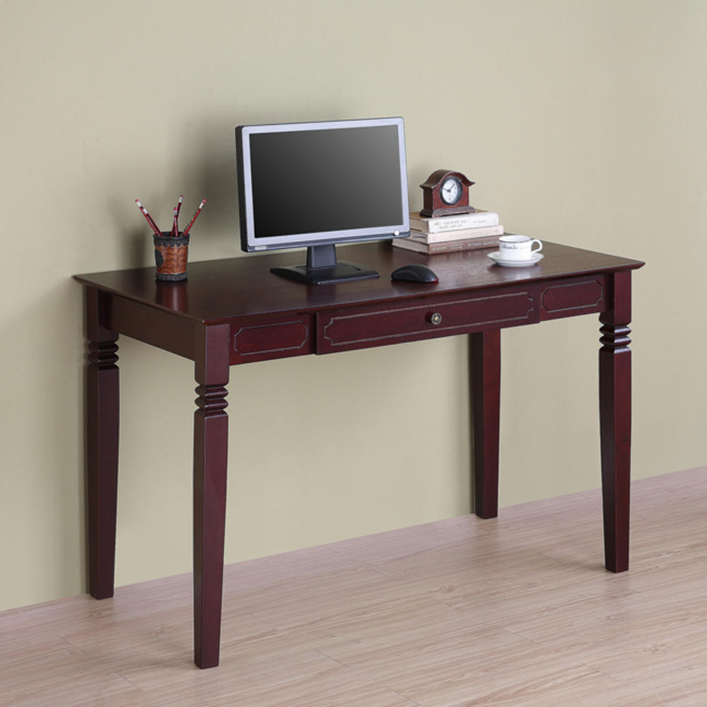 Elegant Walnut Brown Wood Writing Desk
