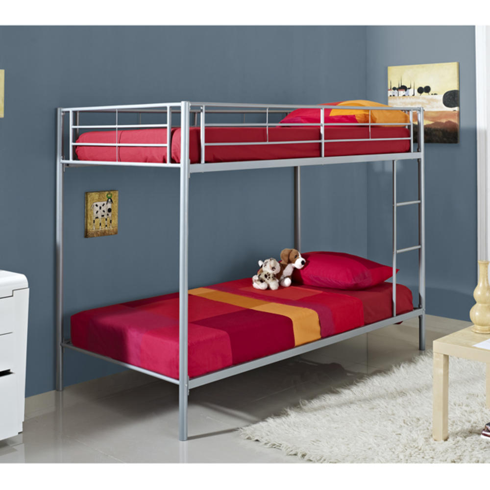 Silver Metal Twin Bunk Bed