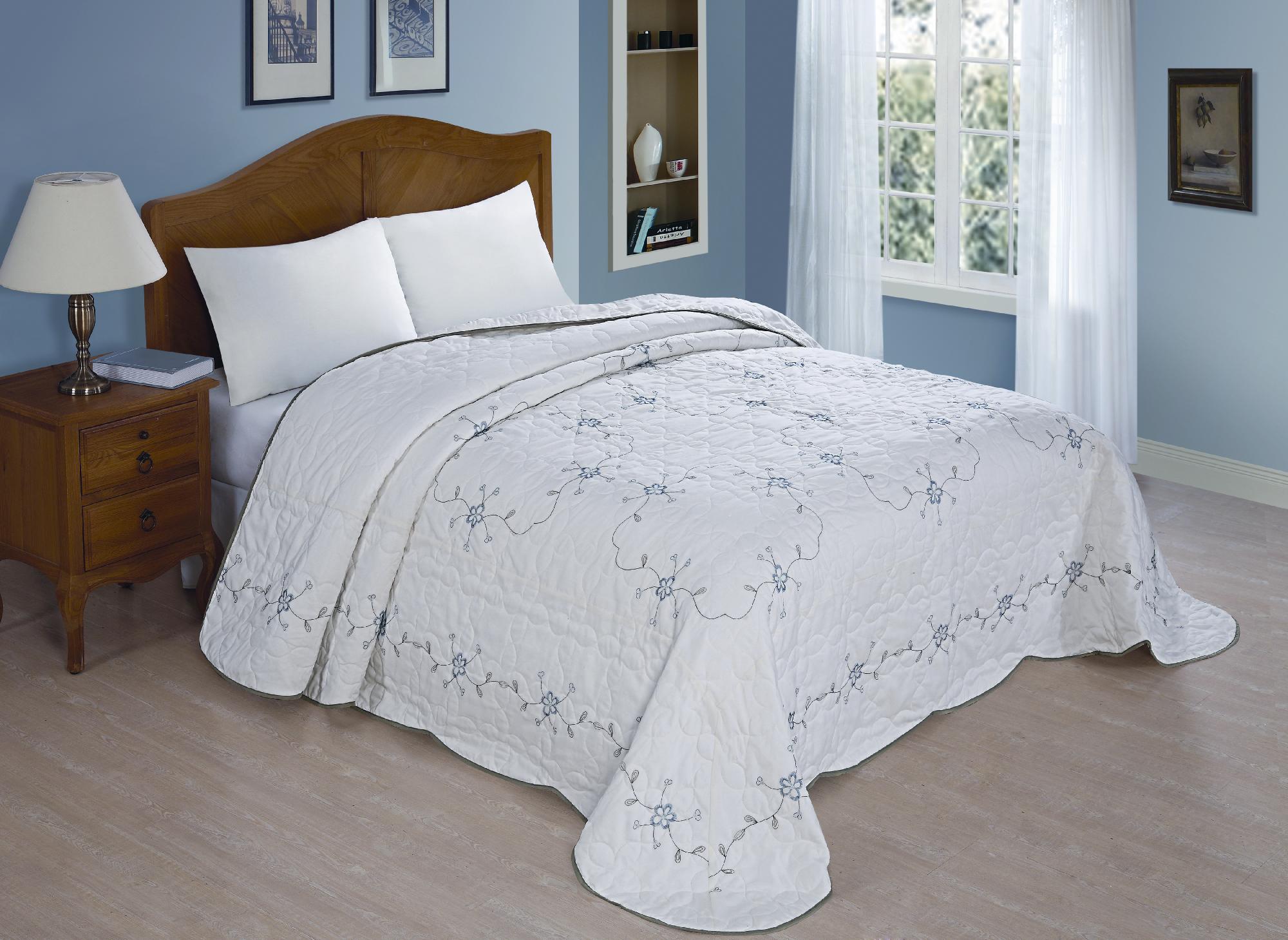 American Traditions Blue Vine Embroidered Queen Bedspread at Kmart.com
