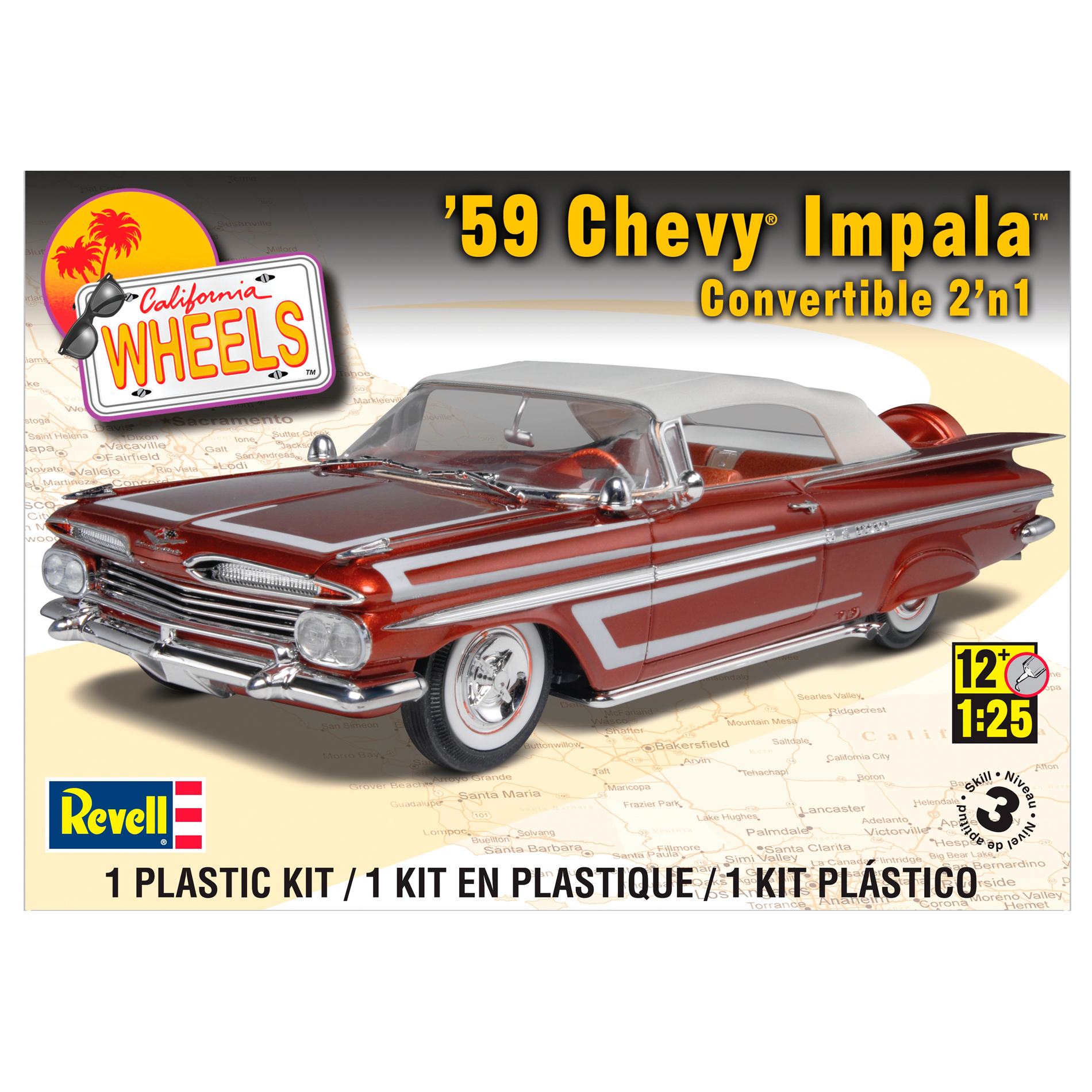 1:25 Scale 1959 Chevy Impala Convertible 2 -in-1 Plastic Model Kit