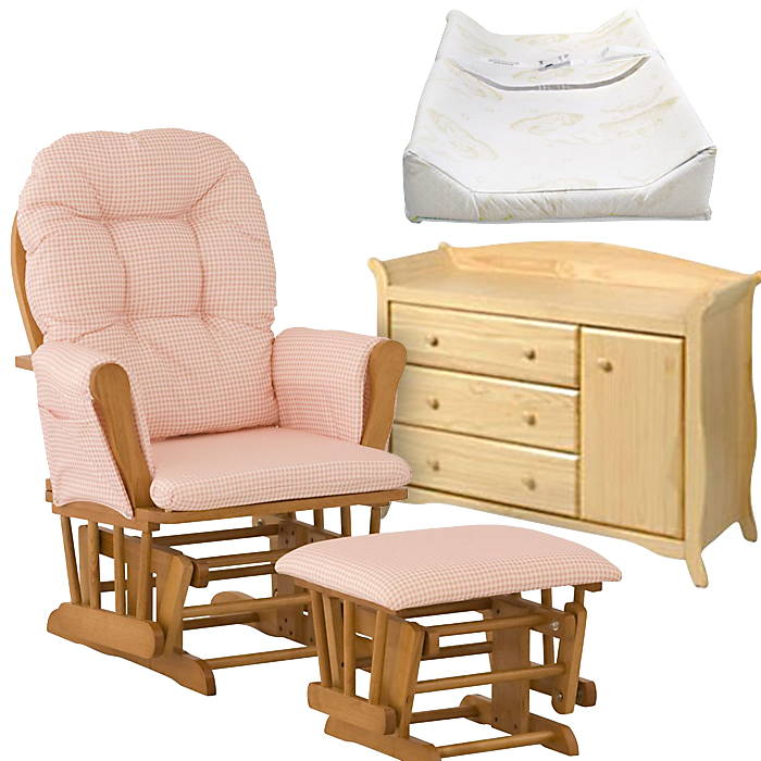Stork Craft Oak Hoop Glider & Ottoman with Aspen Combo Dresser & Pad Bundle at Kmart.com