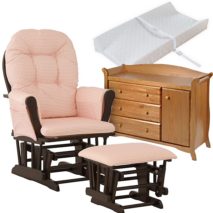 Stork Craft Espresso Hoop Glider & Ottoman with Aspen Combo Dresser & Pad Bundle at Kmart.com