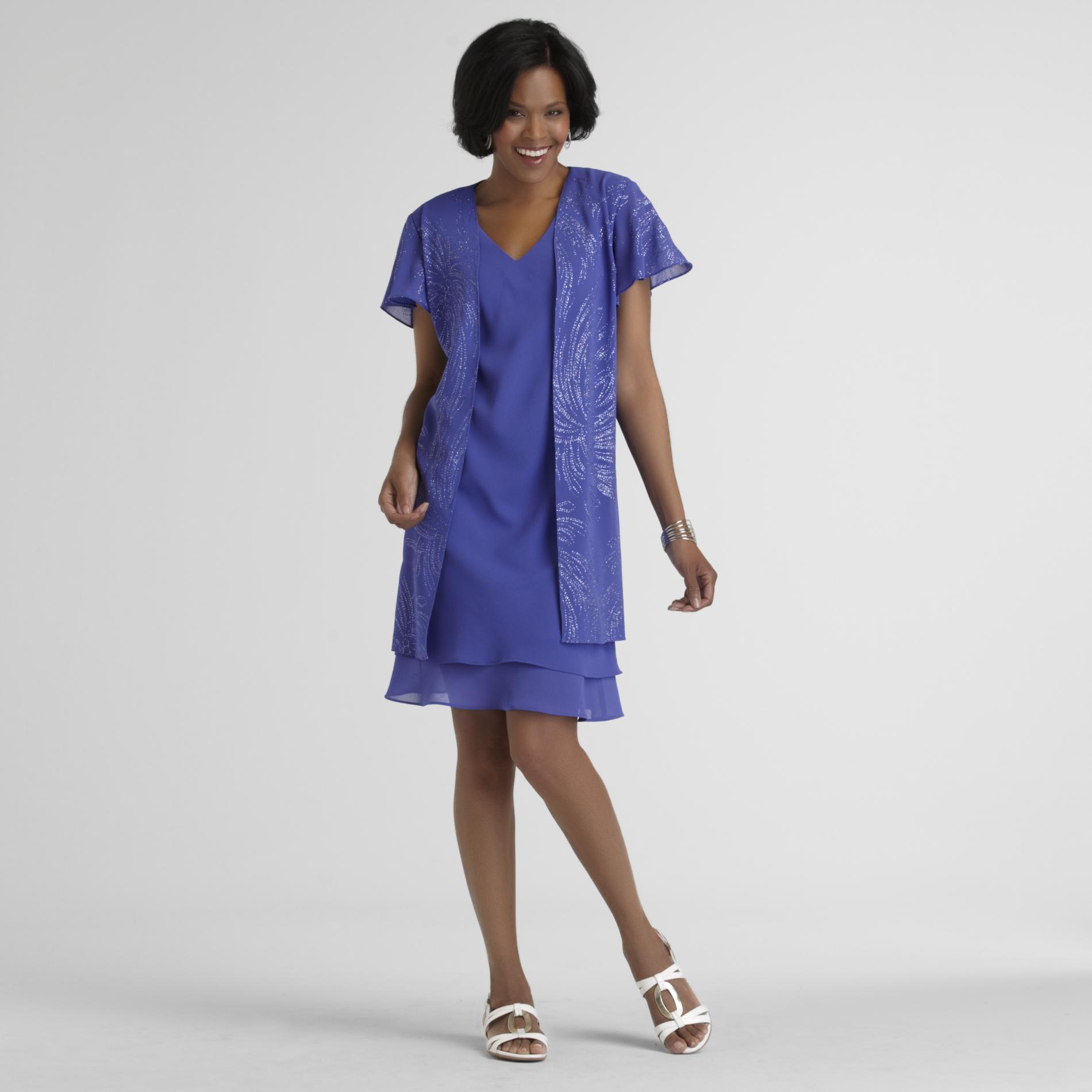 AX Paris Womenâs Aubergine Two In One Pleat Dress - Online Exclusive