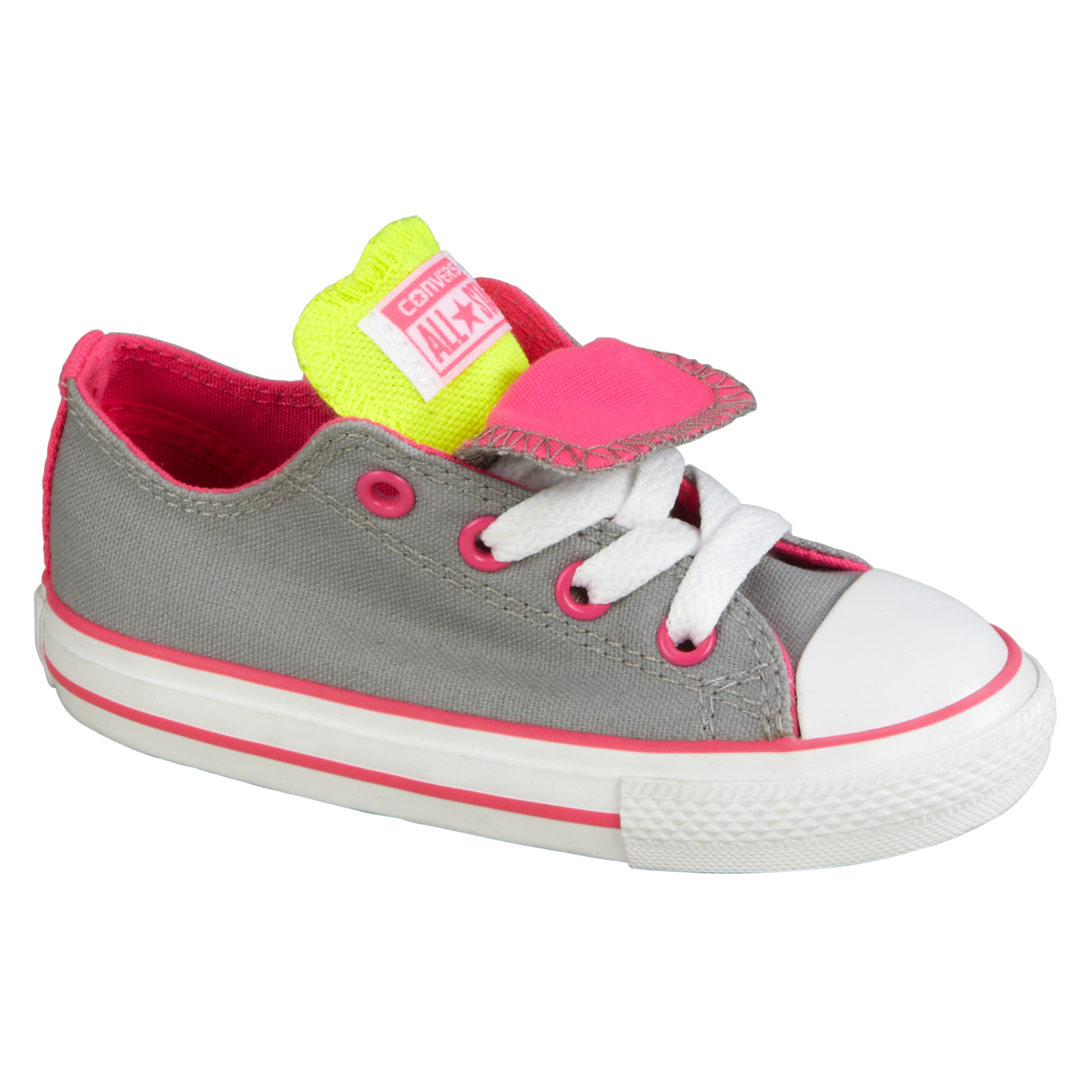Toddler Girl's Chuck Taylor Double Tongue - Grey/Pink/Lime