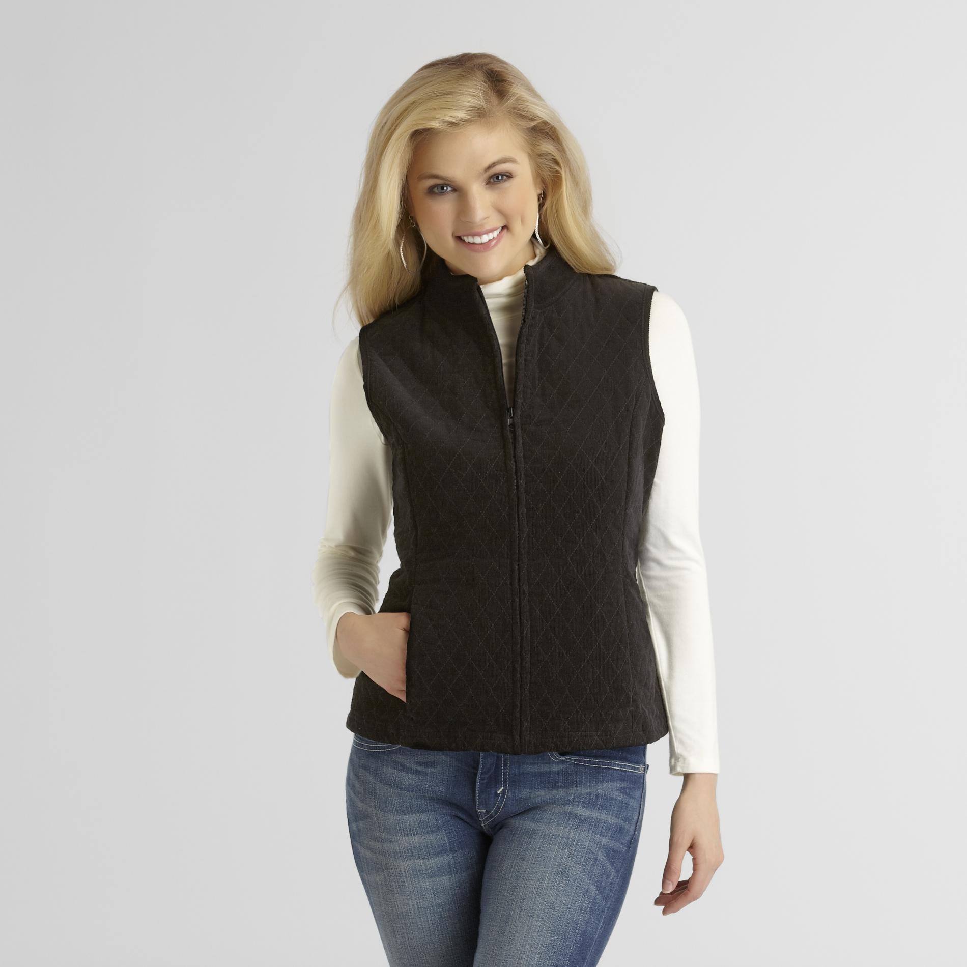 Basic Editions Women's Quilted Corduroy Vest