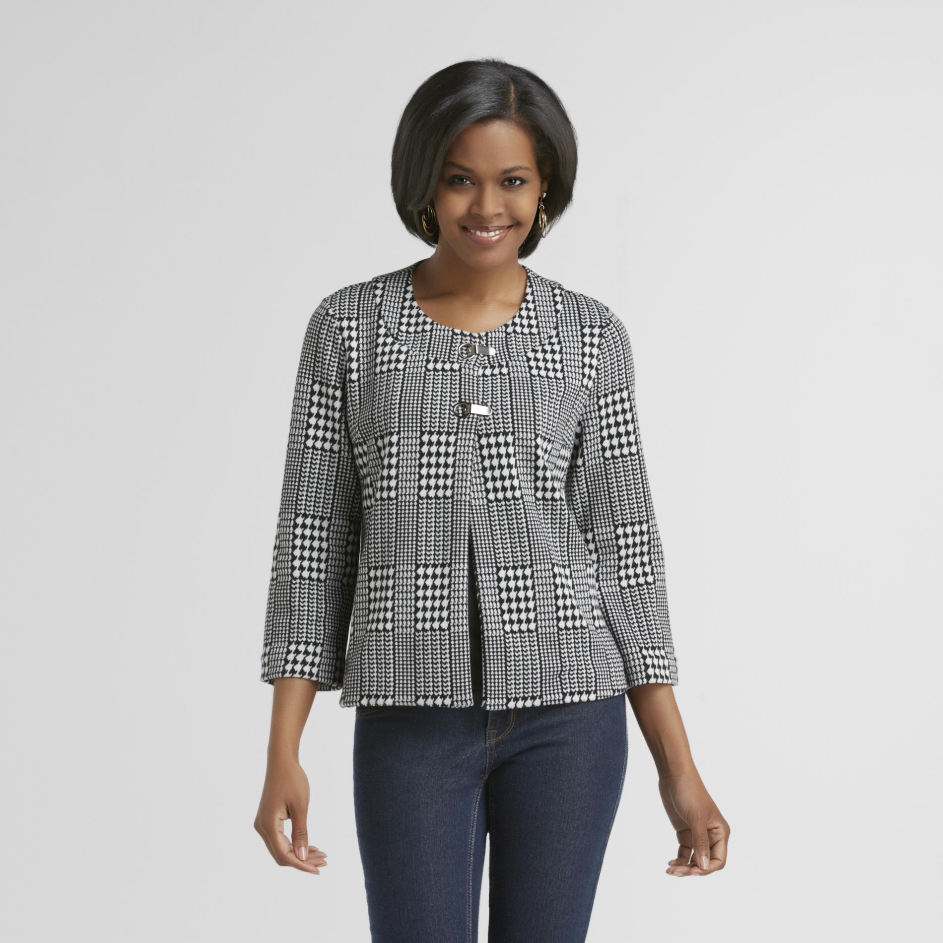 Jaclyn Smith Women's Ponte Knit Jacket - Plaid at mygofer.com