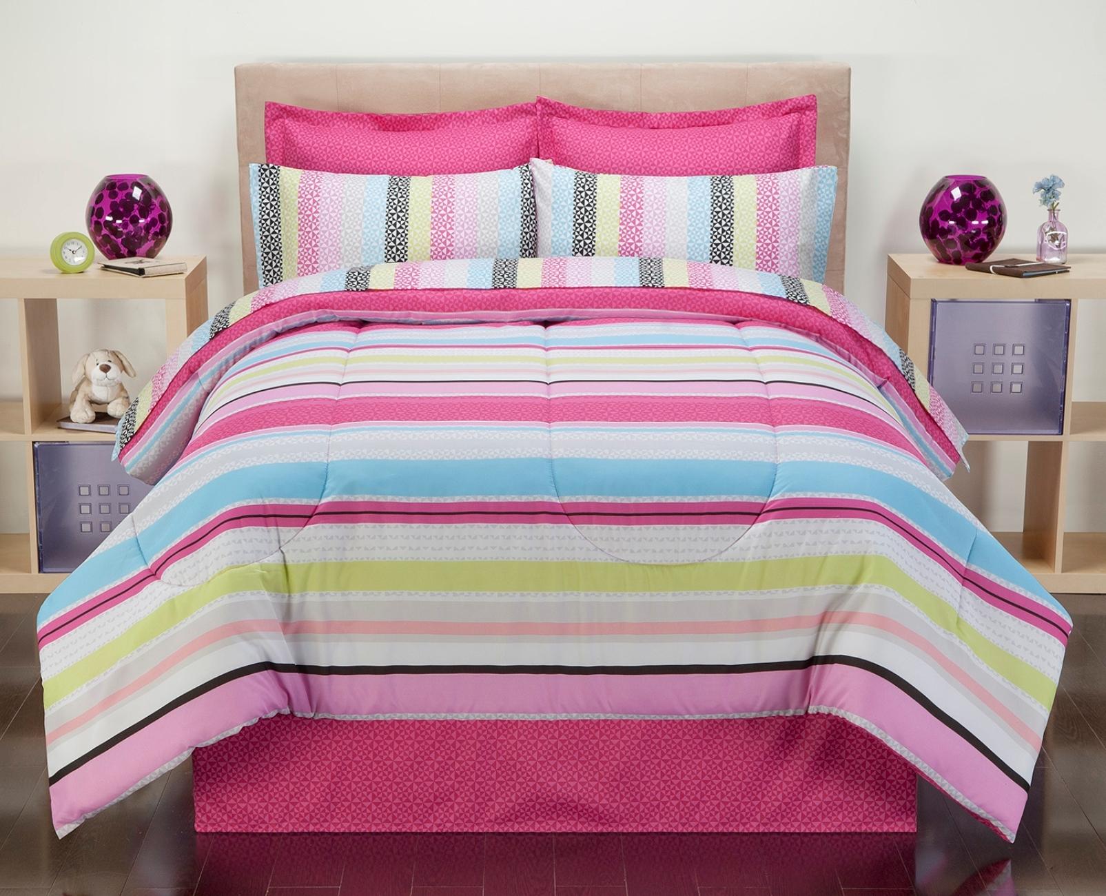 Colormate Pink Carousel Stripe Bedding Set