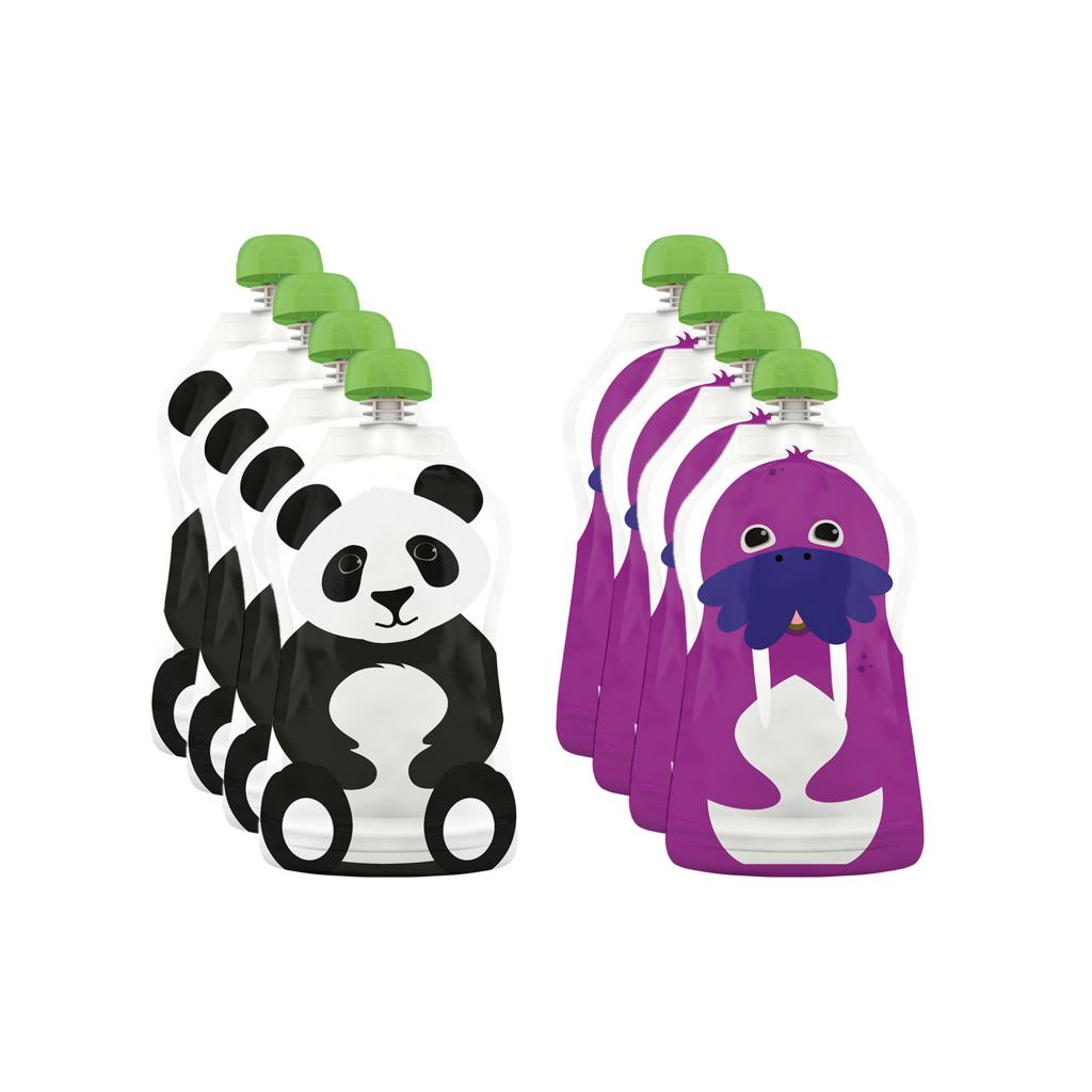 Squooshi Reusable Food Pouch, Large - 4.5 oz, 8 pack (4 Panda, 4 Walrus) at Kmart.com