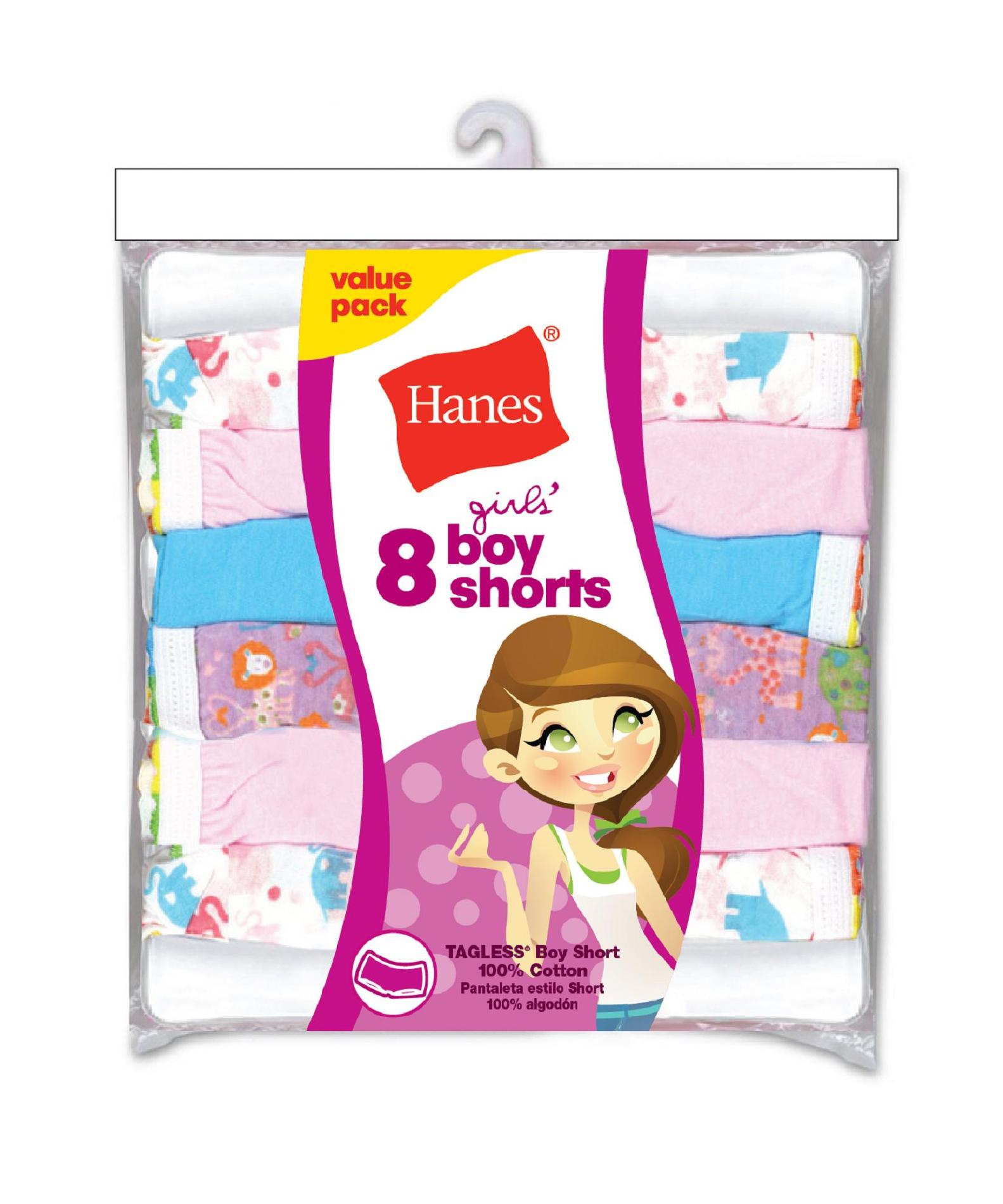Hanes Girl's 7Pack Assorted Boy Shorts