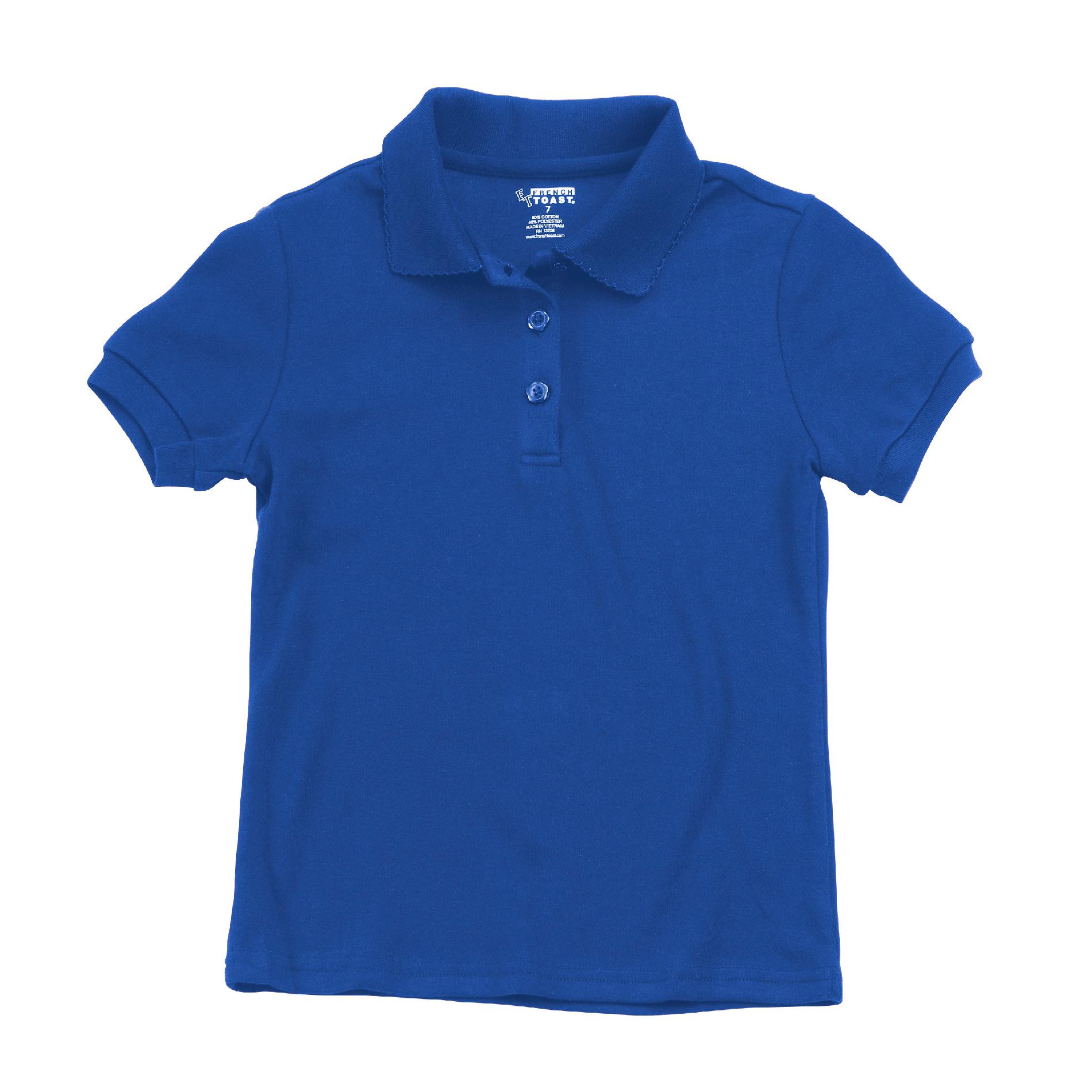 At School by French Toast Plus Size Short Sleeve Interlock Polo With Picot Collar (True Royal Blue) at Sears.com