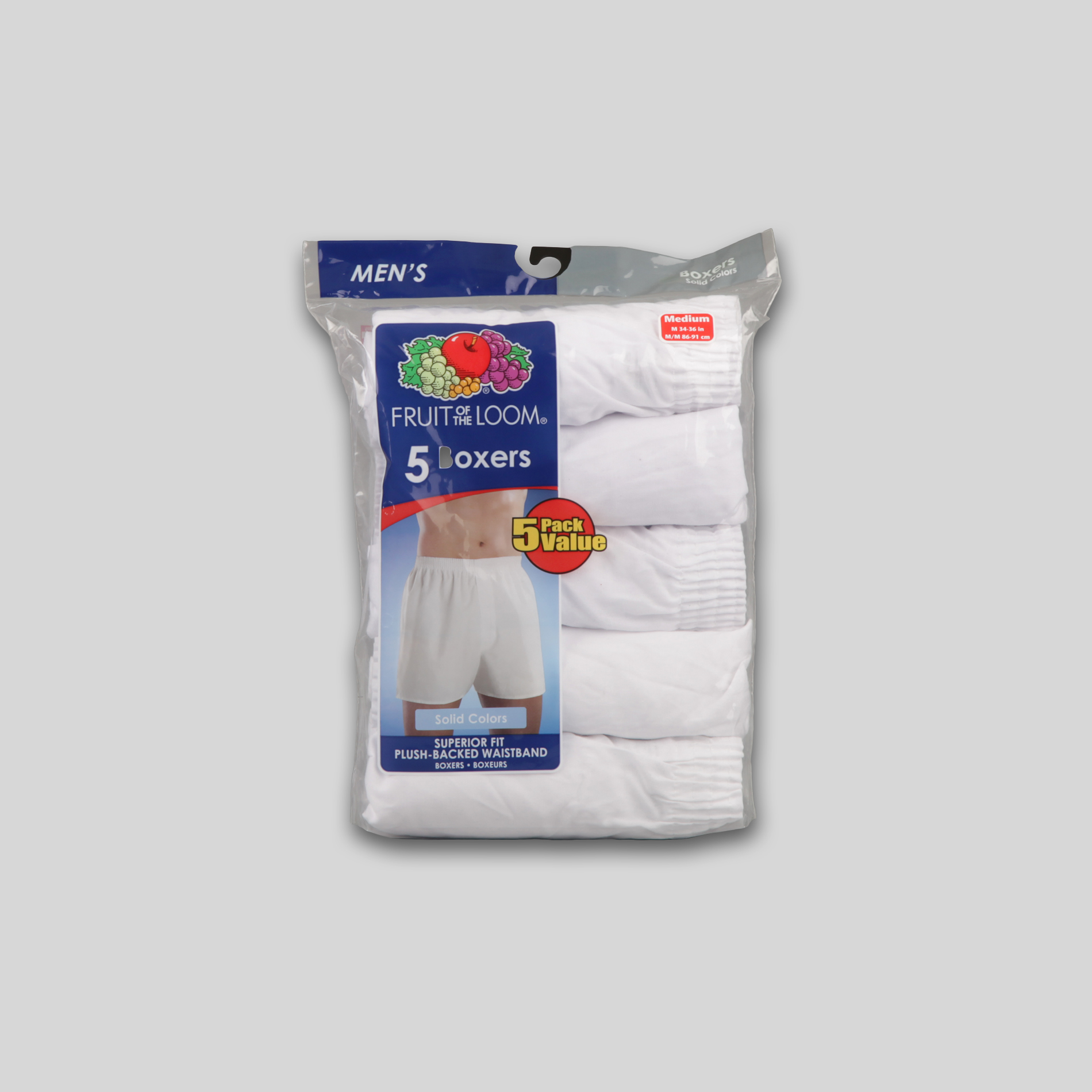 Fruit of the Loom Men's Boxers 5pk Superior Fit Plush-back White at Kmart.com