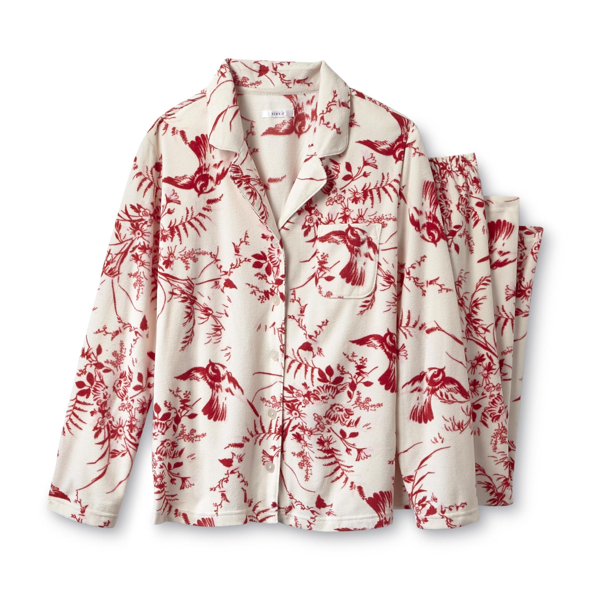 Pink K Women's Fleece Pajamas Bird Toile Shop Your Way Online