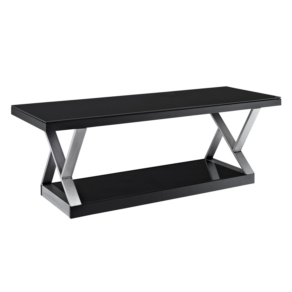 60 inch Double-X Black and Brushed Silver TV Stand