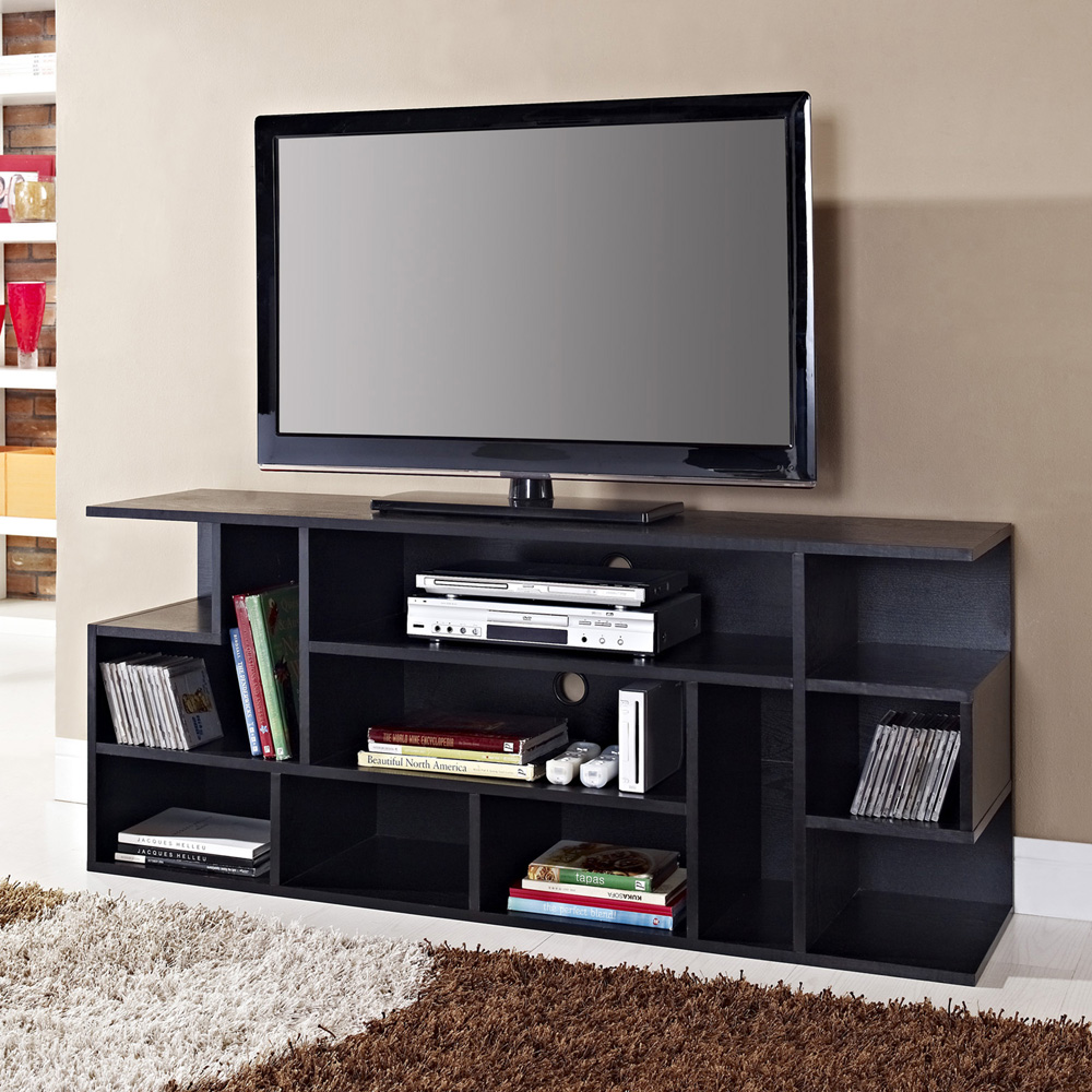 60 inch Mod Style Black Wood TV Stand