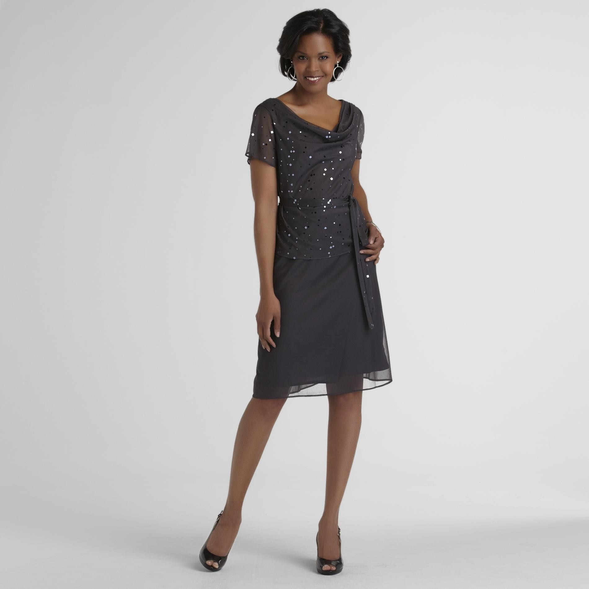 Women's Party Dress - Spangled Charcoal 18