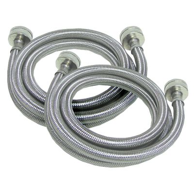Stainless-Steel Universal Washing Machine Hose 2 Pack Stainless steel