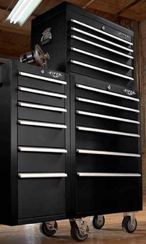 Black 3 Piece 17 Drawer 18G Heavy-Duty Ball Bearing 2 Piece Tool Storage