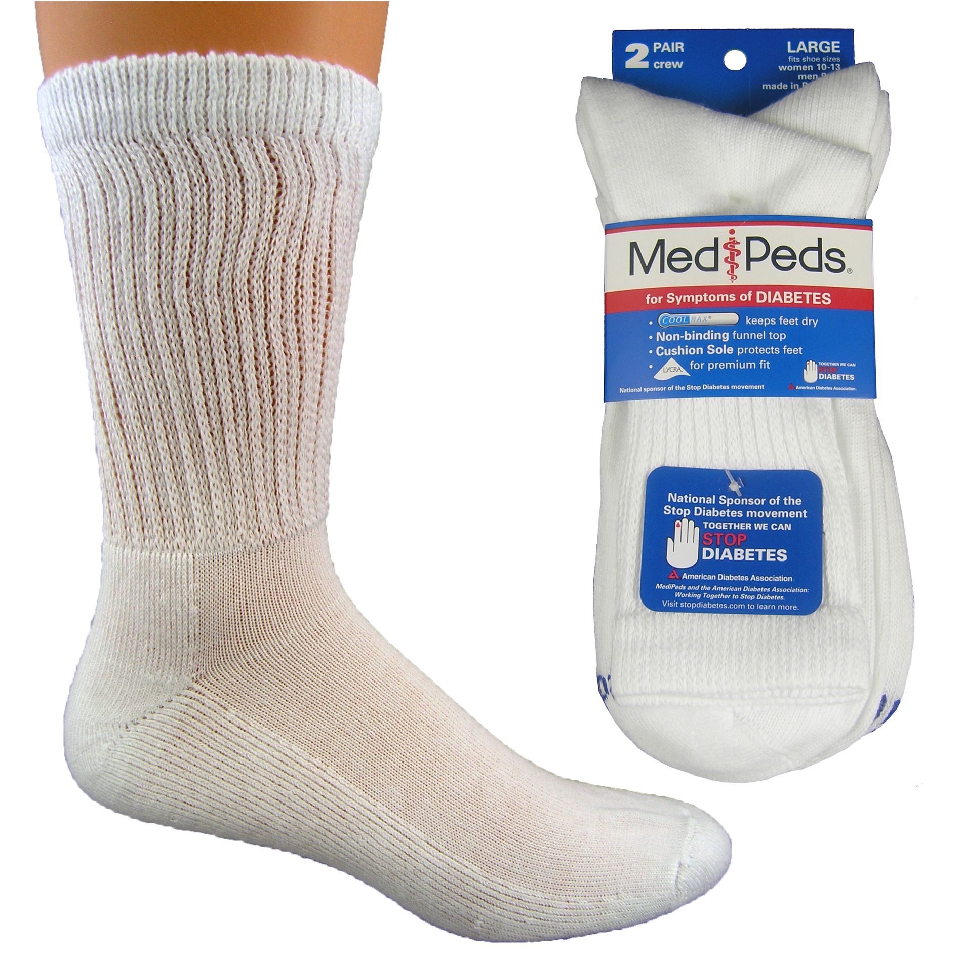 MediPeds Women's Diabetic Turn Cuff Socks 4 Pr Clothing, Shoes
