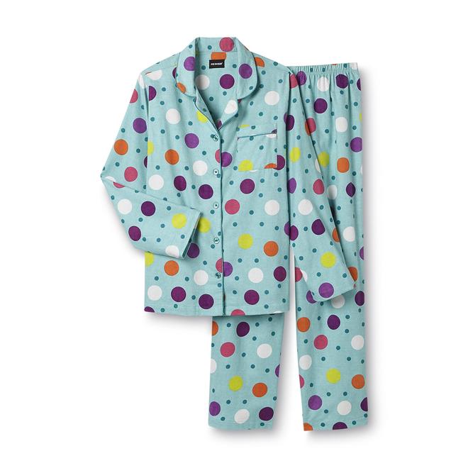 Joe Boxer Women's Plus 2Piece Flannel Pajama Set Polka Dot