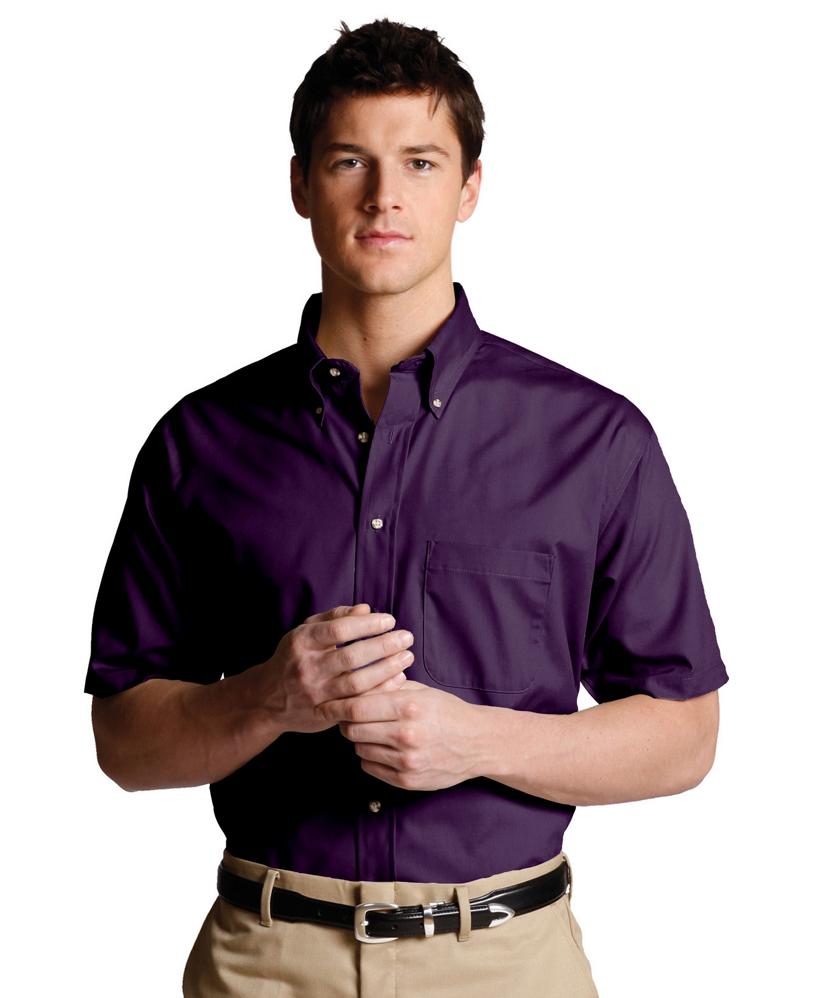 Men's Easy Care Short Sleeve Poplin Shirt