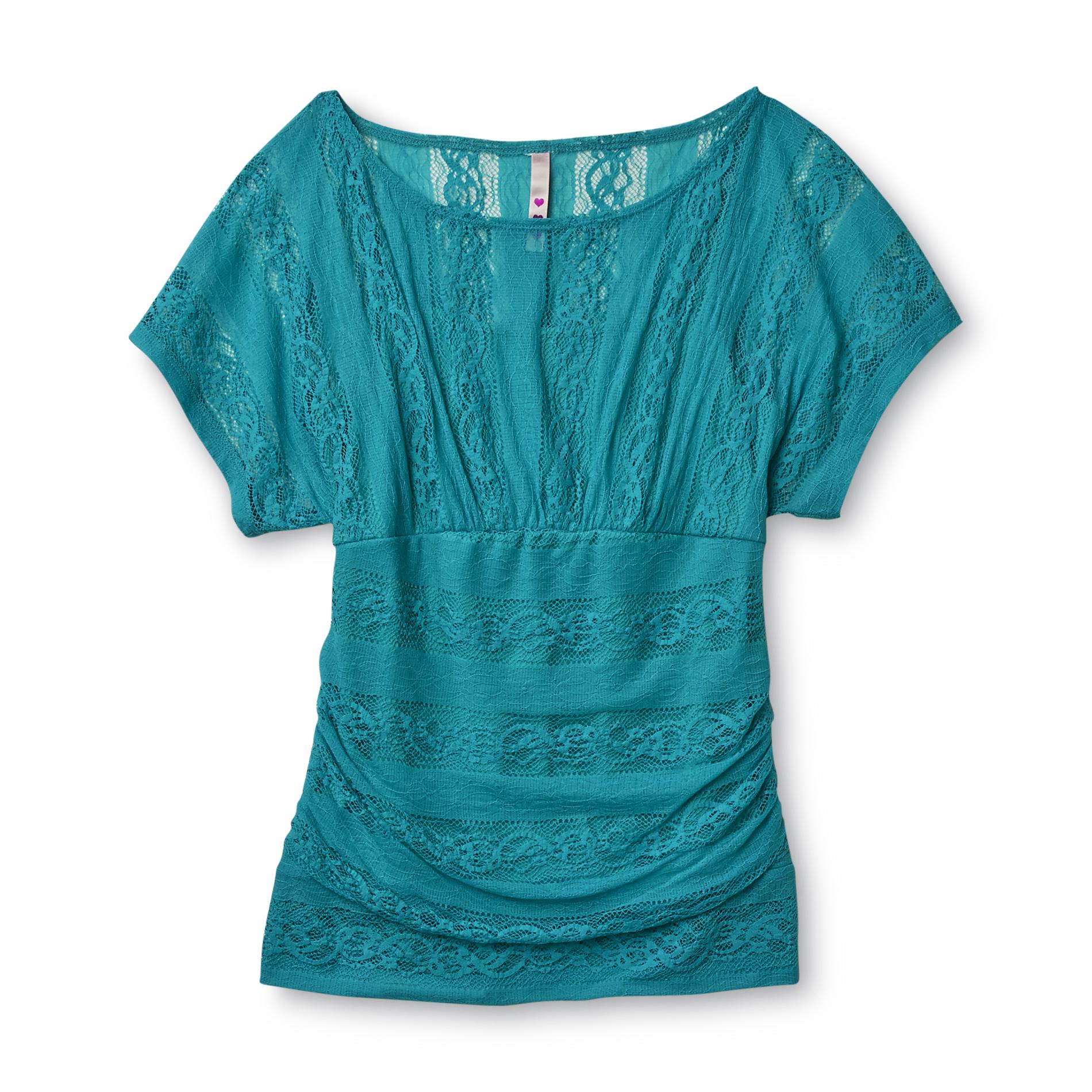Free2Luv Junior's Shirred Lace Top at Sears.com