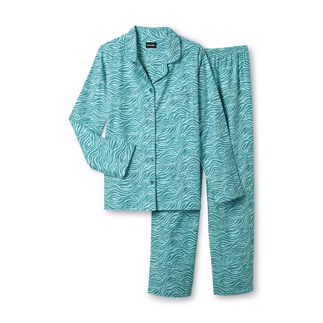 Joe Boxer Women's Plus 2Piece Flannel Pajama Set Zebra Print