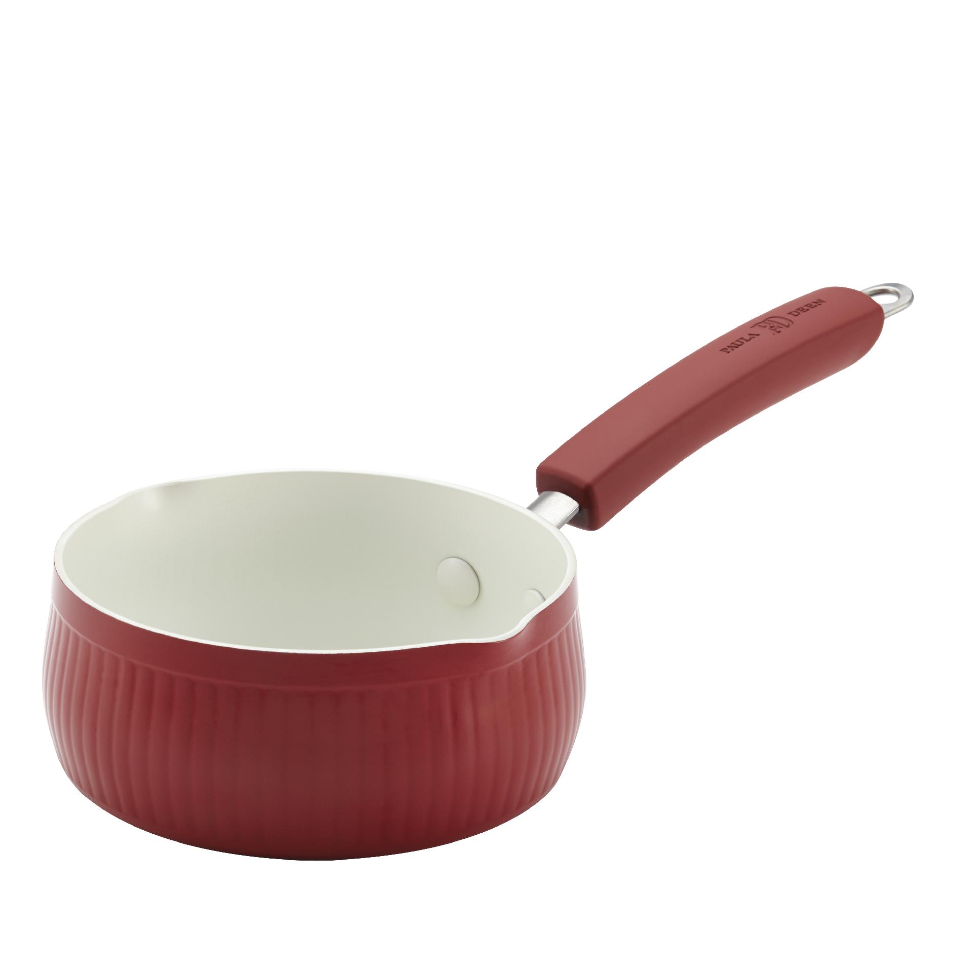 Paula Deen Savannah Collection Aluminum Nonstick 1-Quart Open Saucepan with Pour Spouts  Red