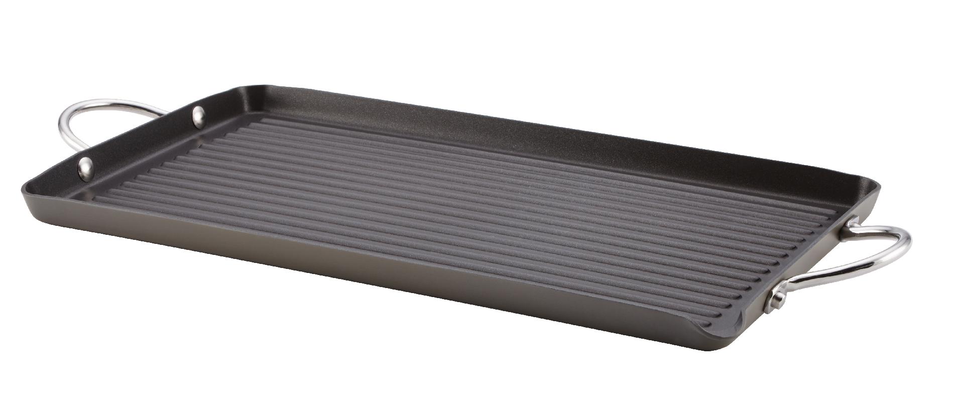 Rachael Ray Hard Anodized II 18-Inch by 10-Inch Double Burner Grill with Pour Spout Stainless Steel Handle