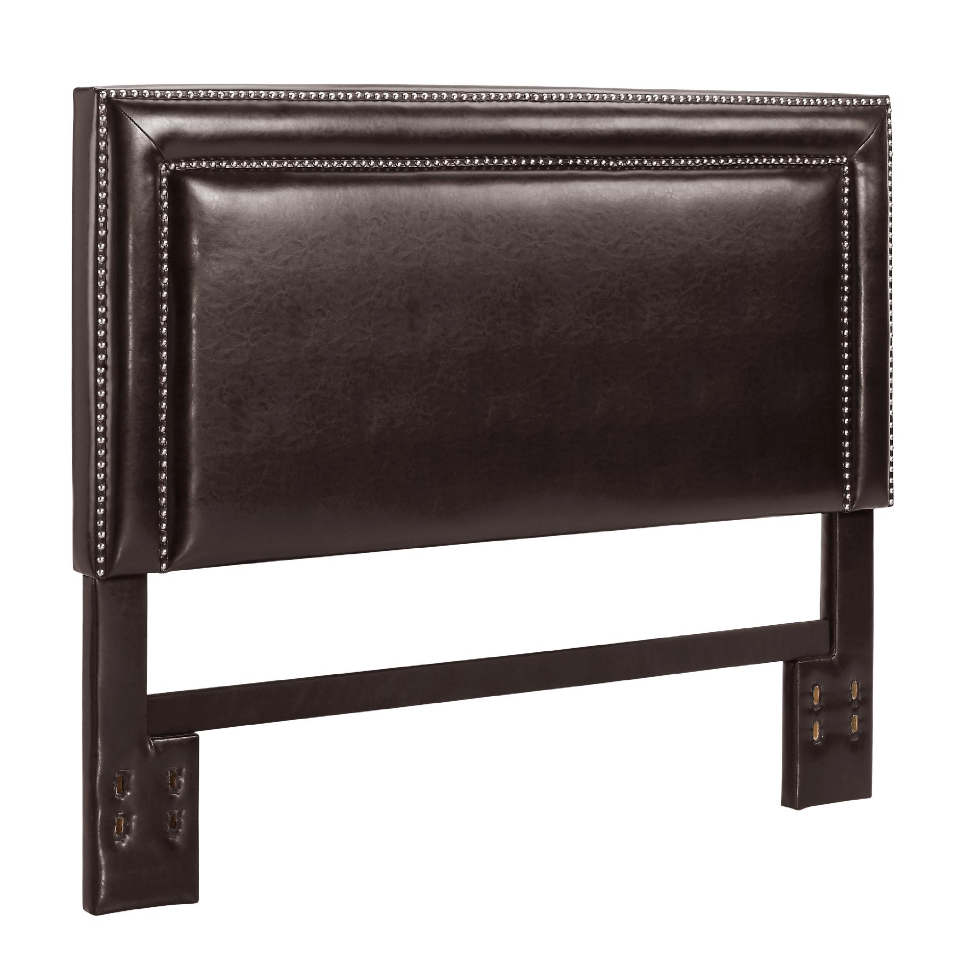 Dorel Espresso Faux Leather Headboard with Nailheads