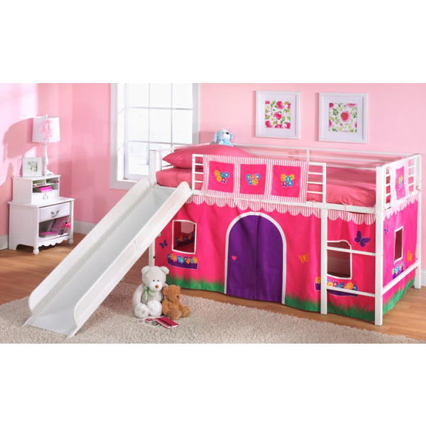 Essential Home Fantasy Loft Bed with Slide Collection - Flower ...