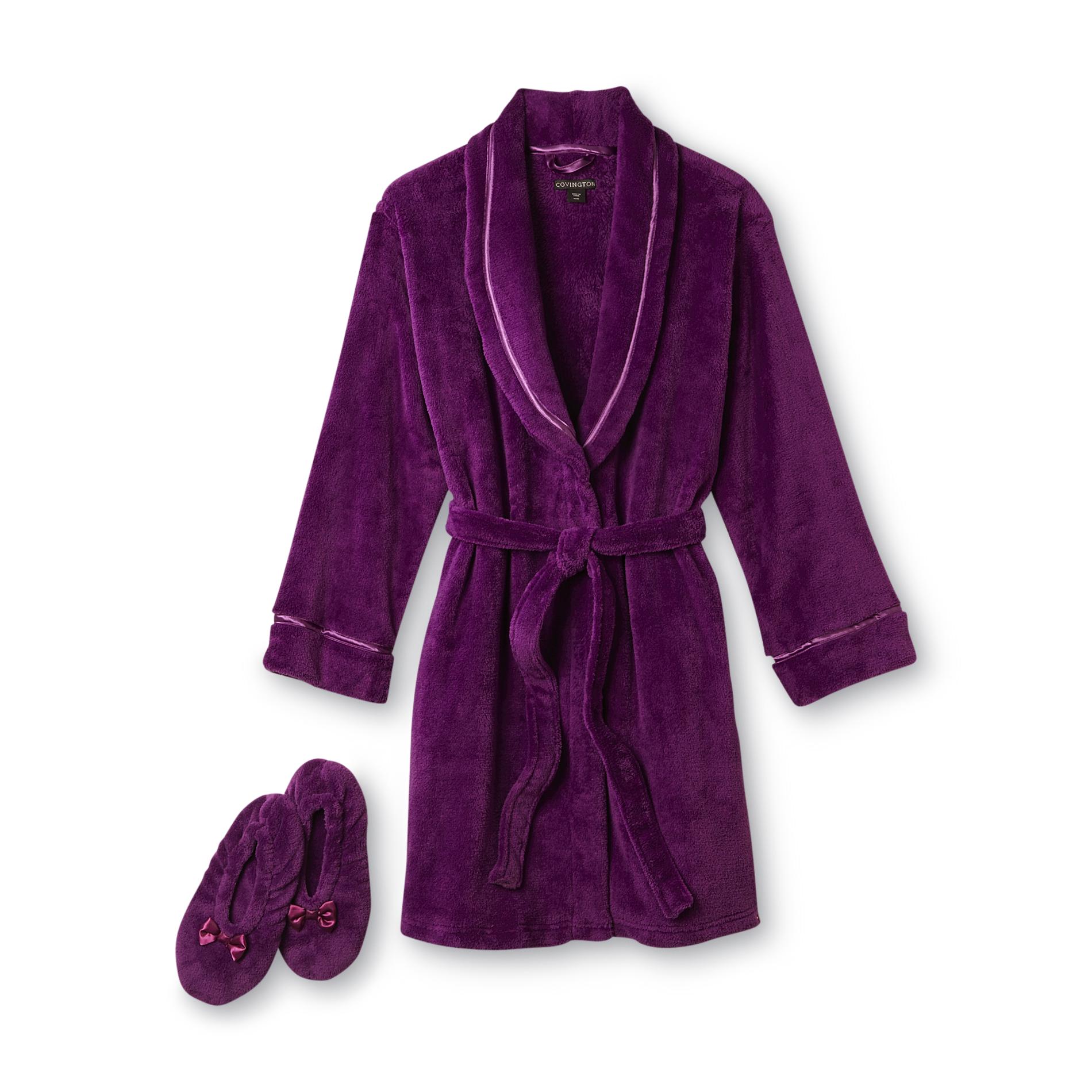 Covington Women's Plush Robe, Belt & Slippers Shop Your Way Online