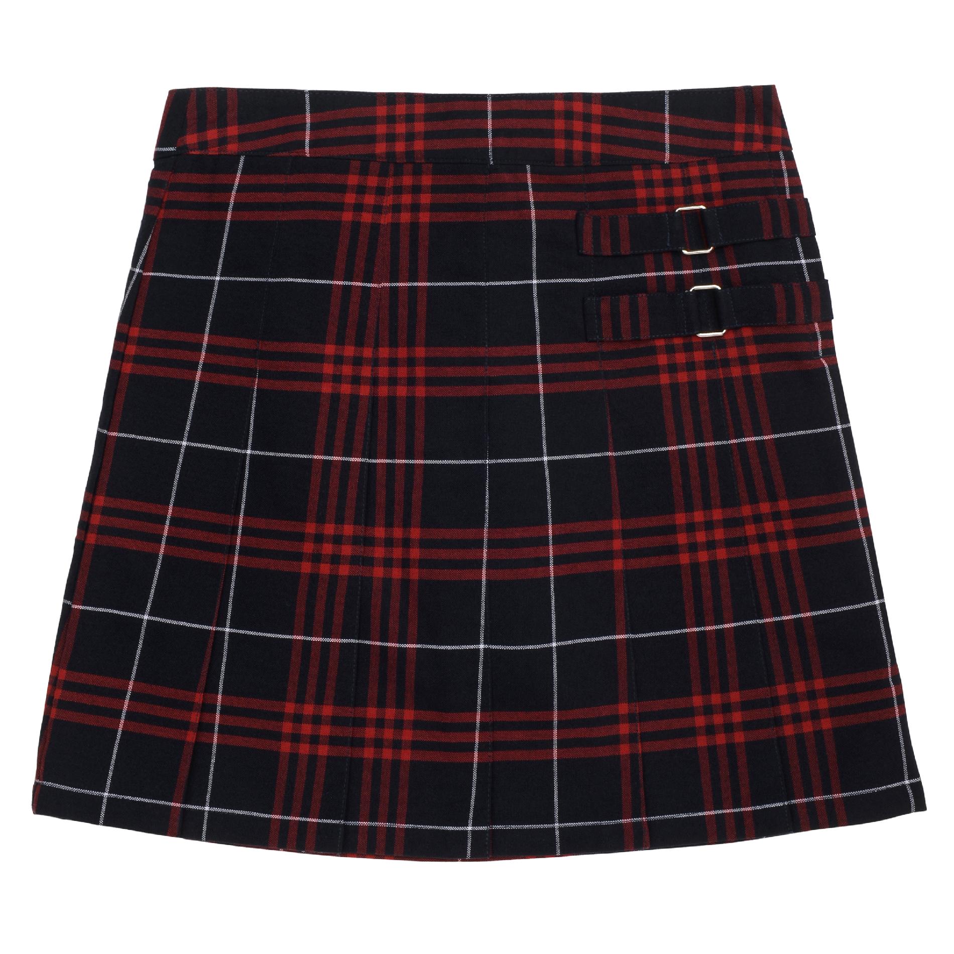 Girls Navy-Red Plaid Two Tab Scooter