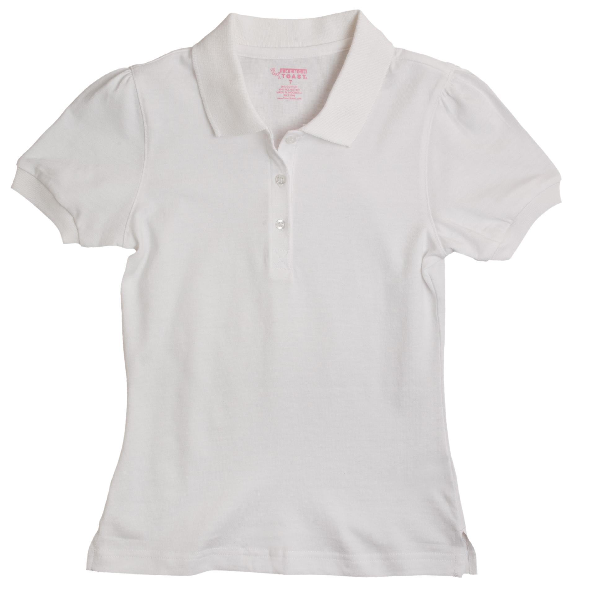 Girl's 4-6X Short Sleeve Skinny Placket Fitted Polo (White)
