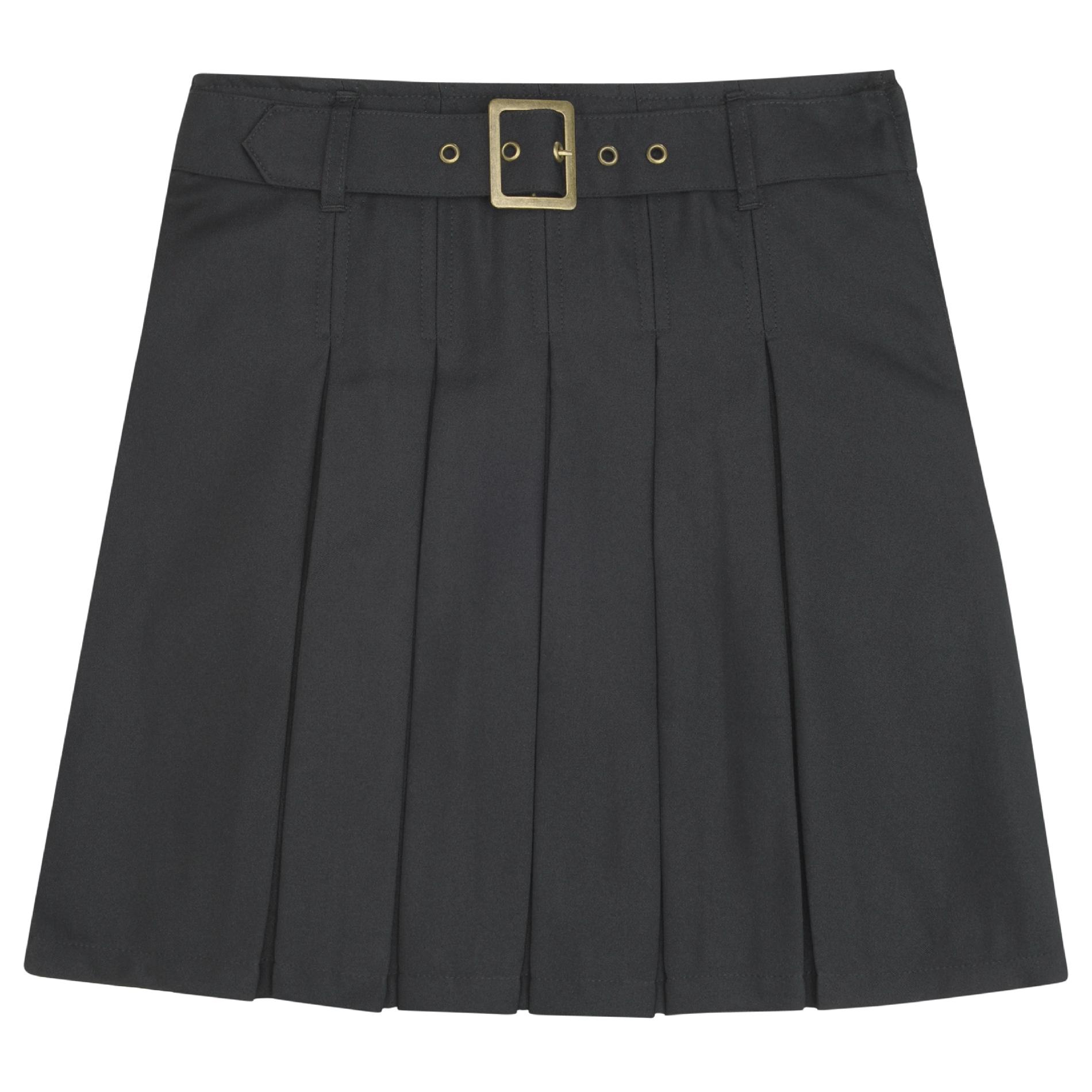 Girls Plus Pleated Scooter with Square-Buckle Belt (Black)