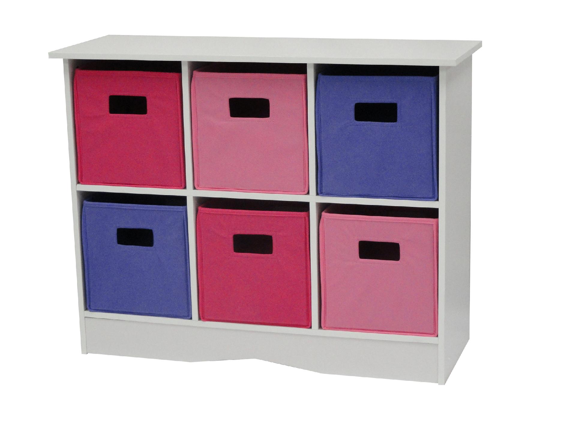 RiverRidge Kids White Cabinet w/6 Pastel Bins - Furniture 