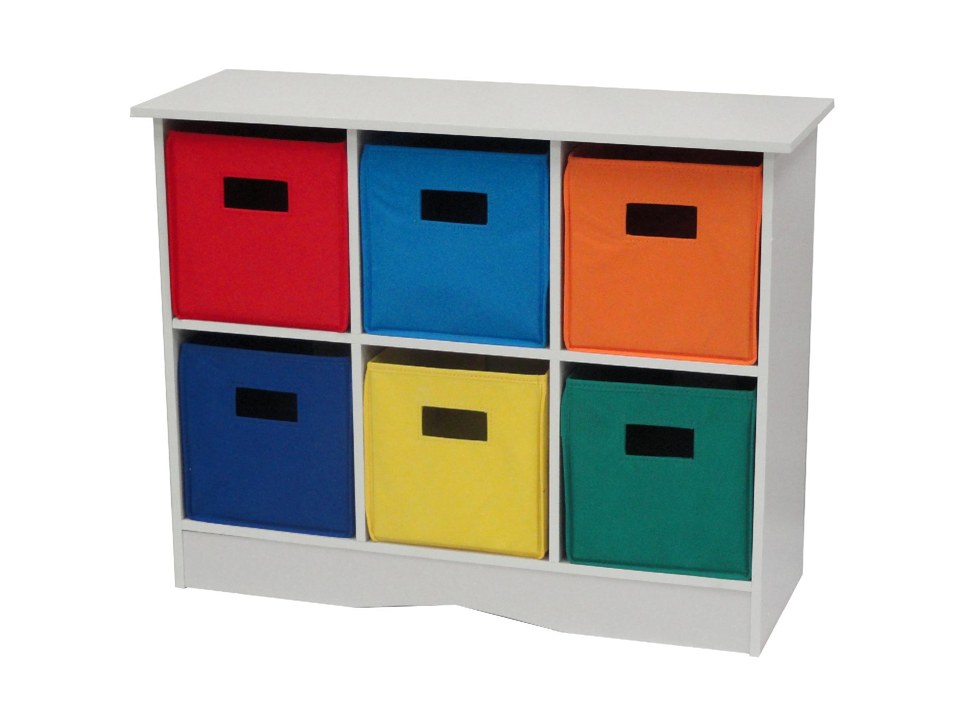 RiverRidge Kids White Cabinet w/6 Bright Bins - Furniture 
