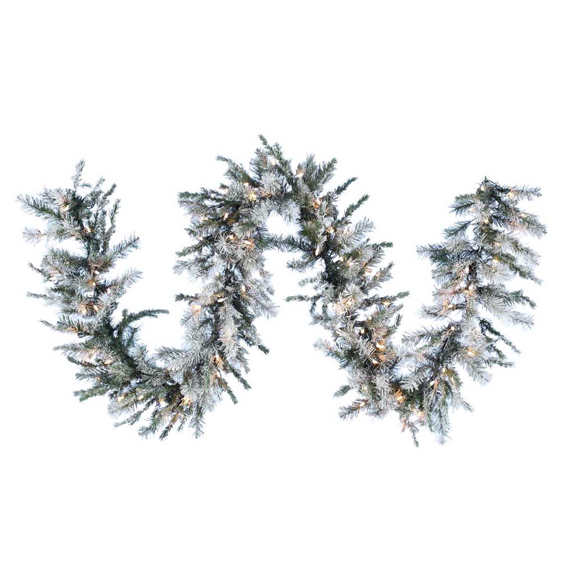 9' Pre-Lit Frosted Pine Garland