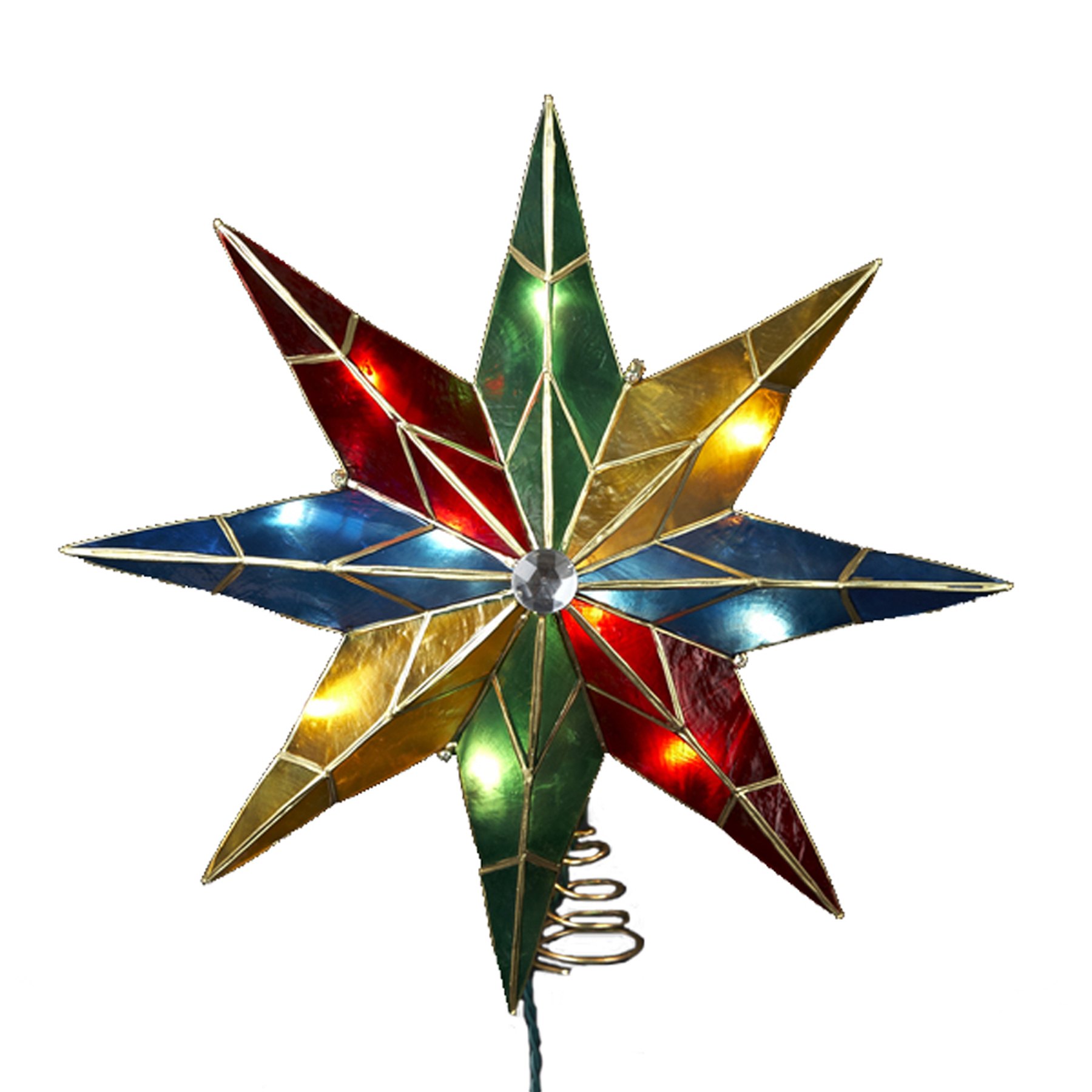 14" 8-Point Star with Center Gem Treetop