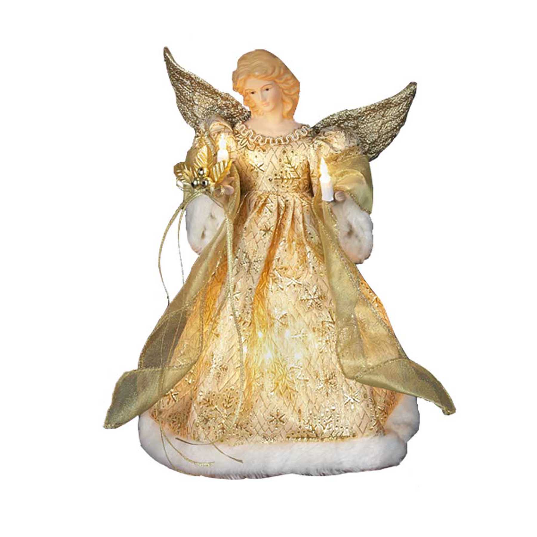 UL 10-Light 12" Gold Dress Angel Treetop