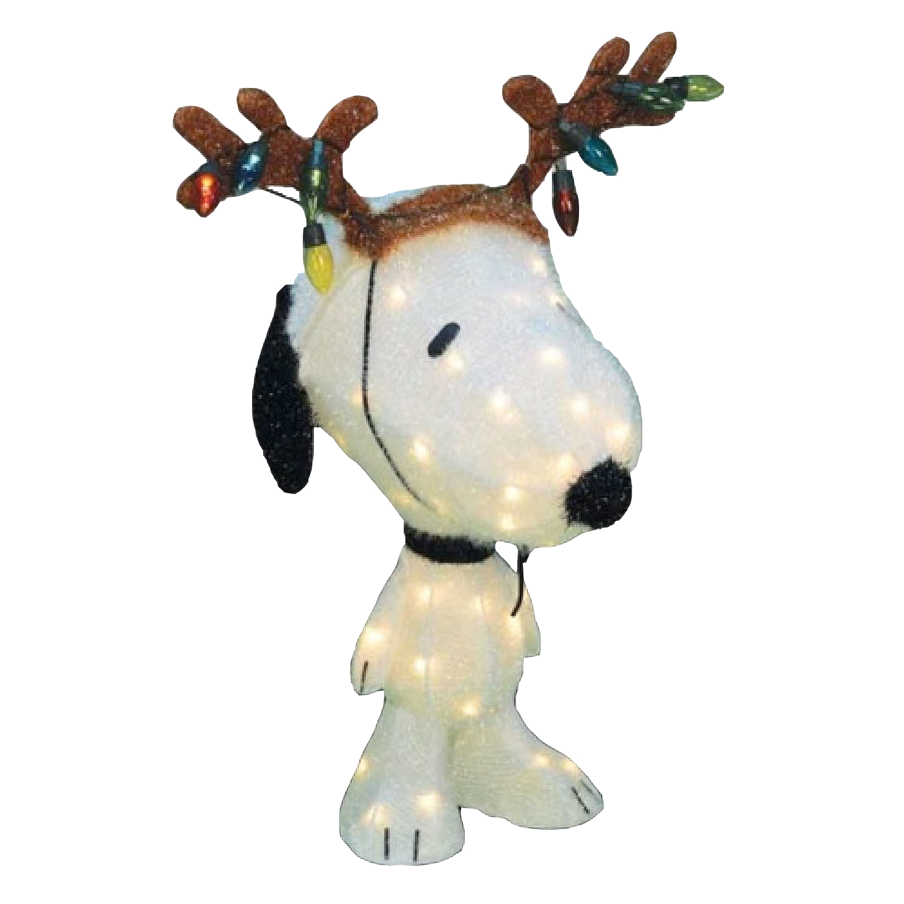 24" 50-Light 3D Snoopy with Antlers Tinsel Light