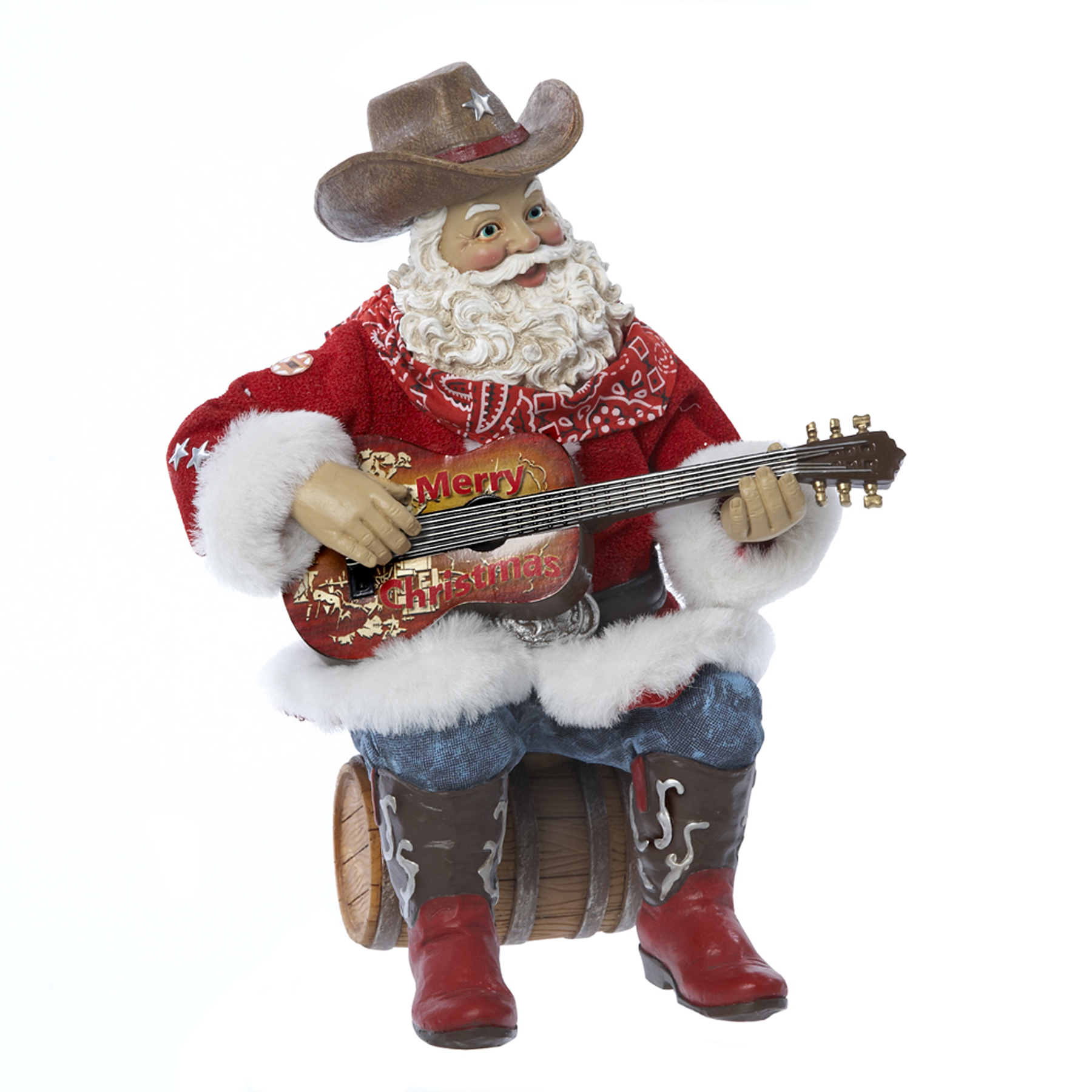 10" Fabriche' Guitar Cowboy Santa