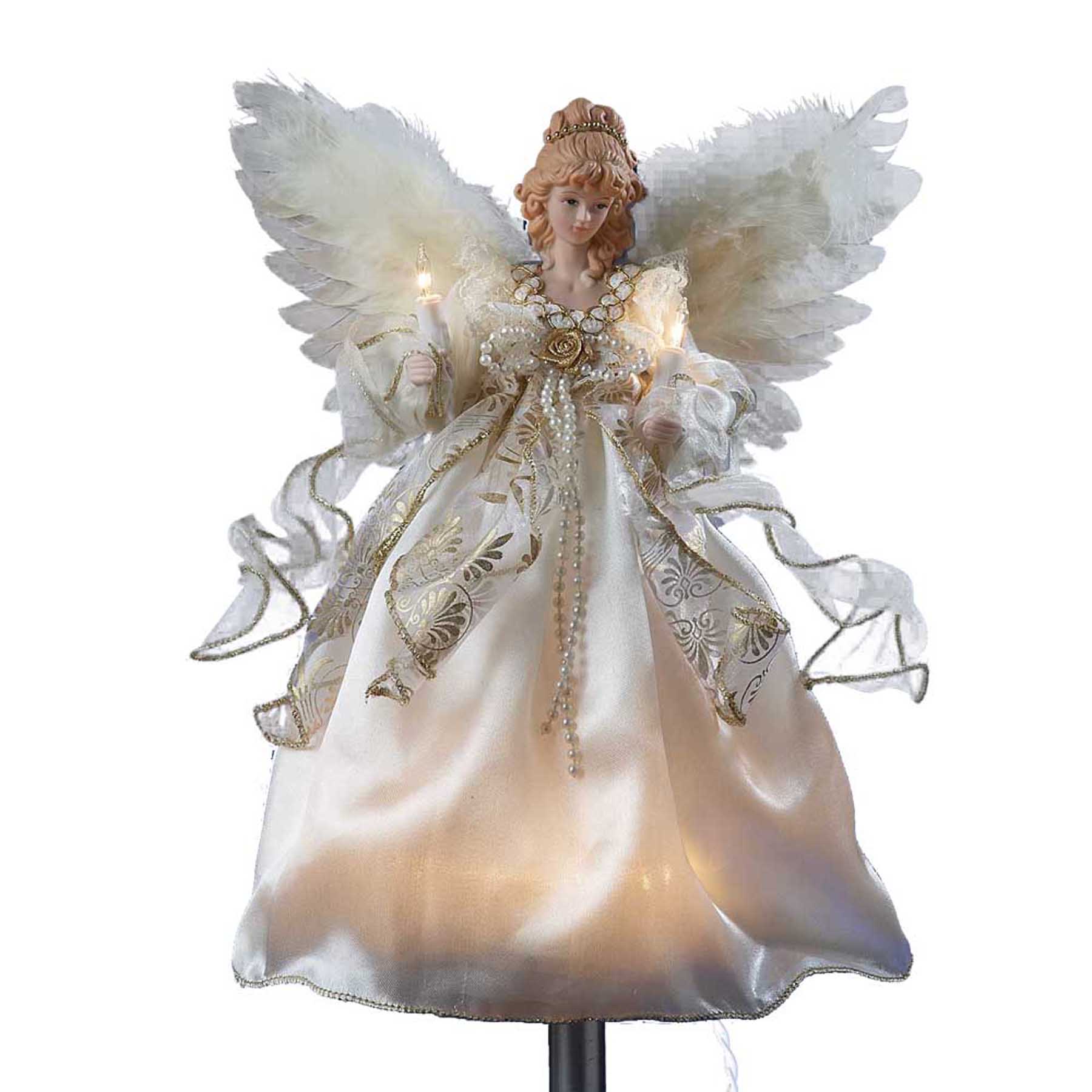 12" 10-Light Ivory and Gold Angel Treetop