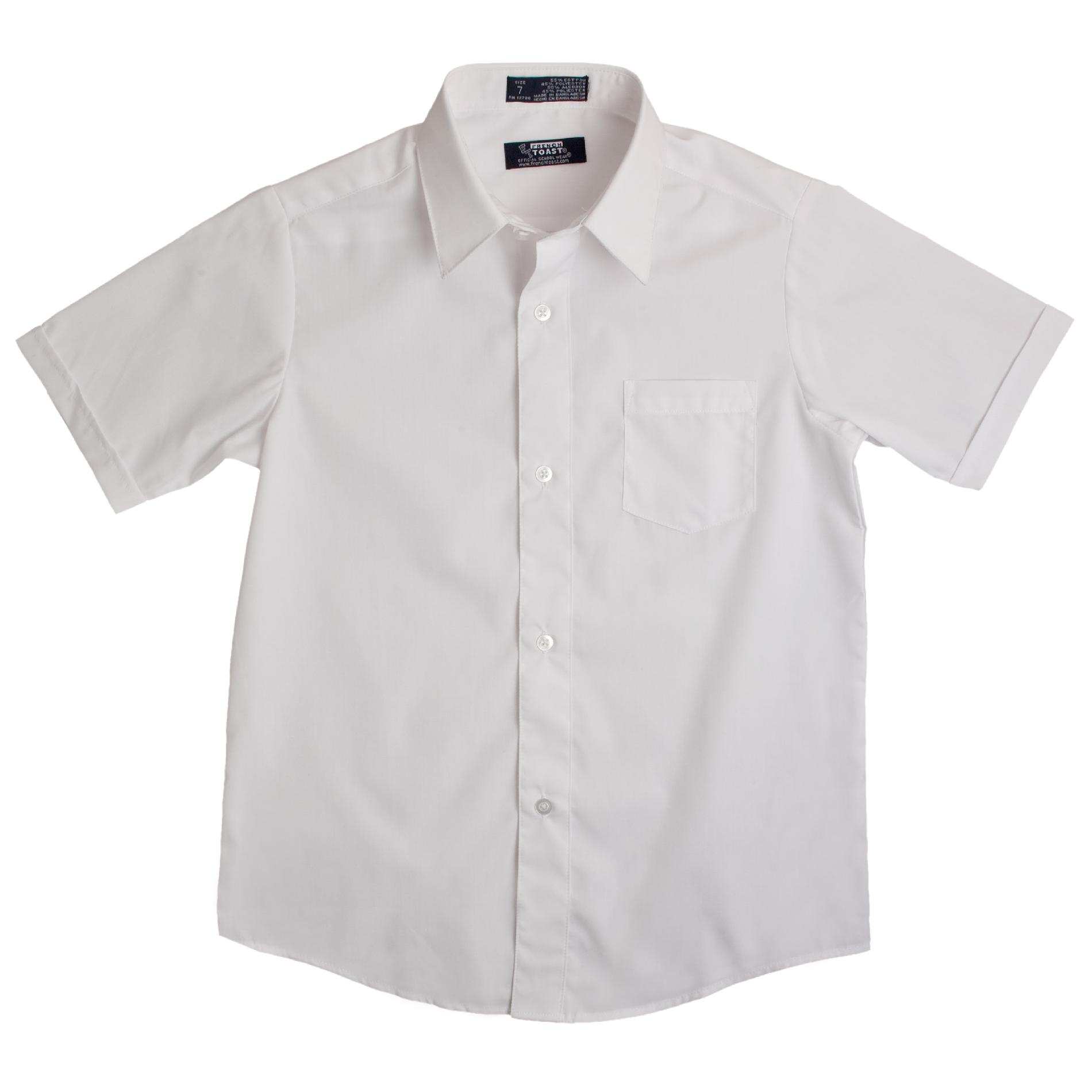 Young Men's Short Sleeve Dress Shirt with Expandable Collar
