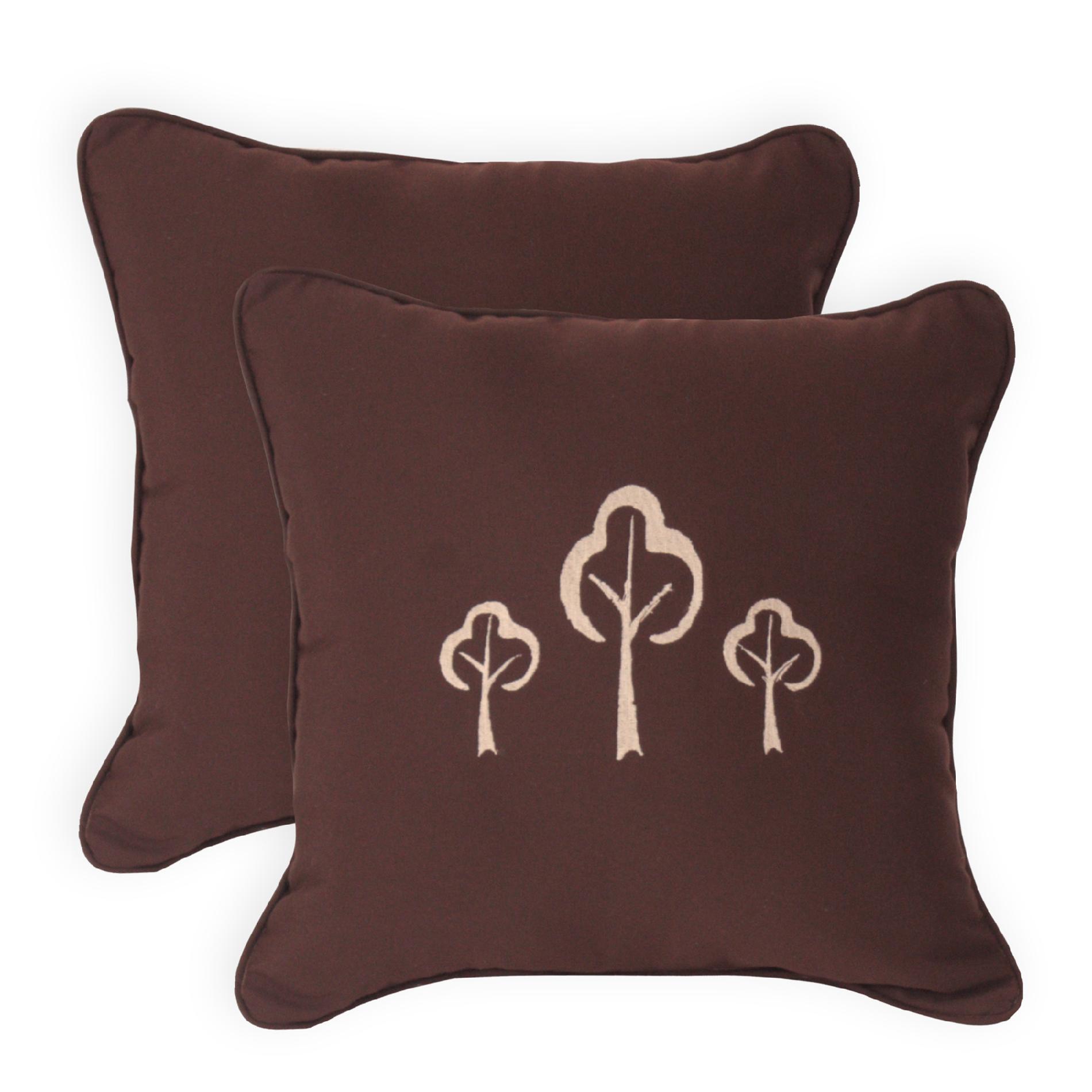 Pack of 2 Deluxe (16") Embroidered Tree Silhouette Pillows in Canvas Bay Brown OR Canvas Brick